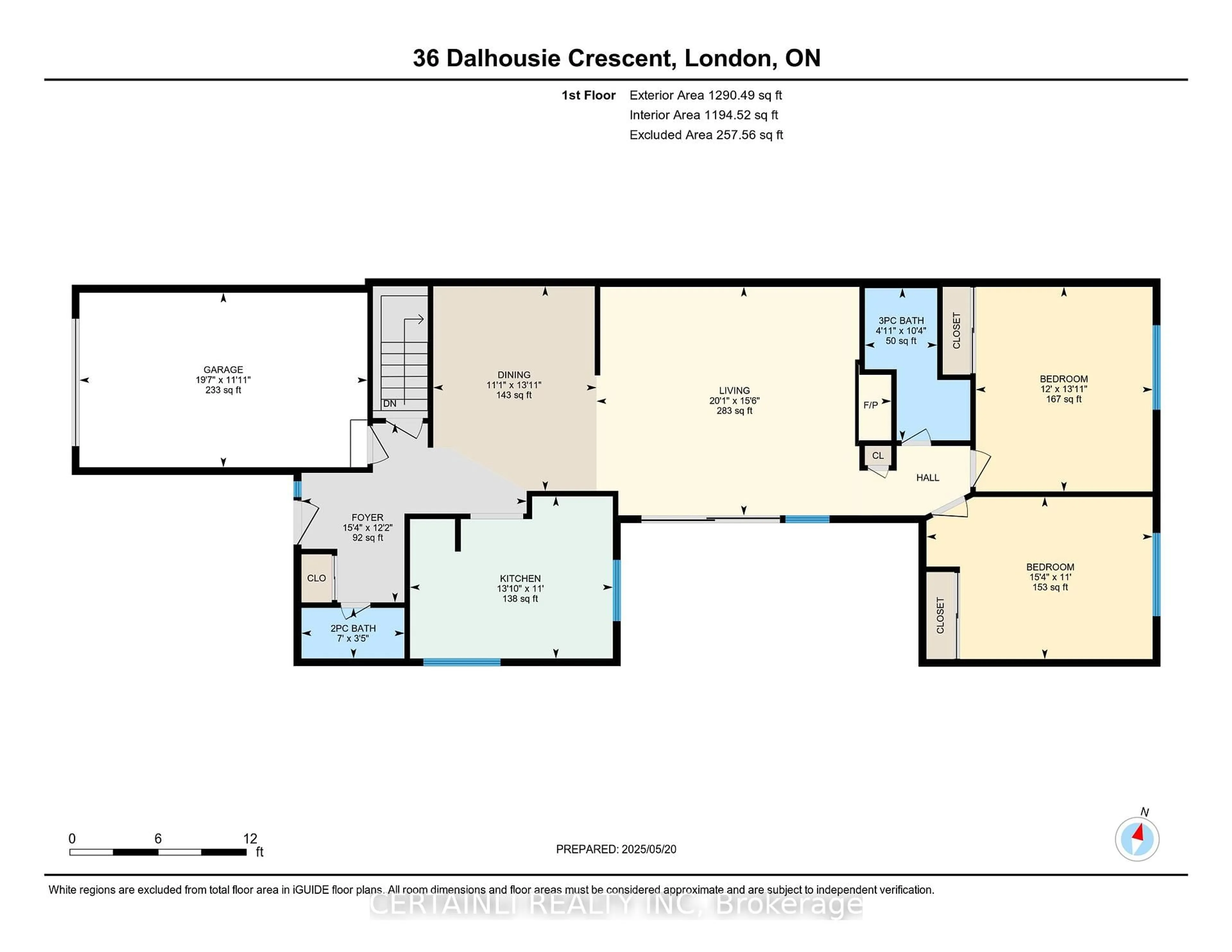 Floor plan for 36 Dalhousie Cres, London South Ontario N6K 3N2