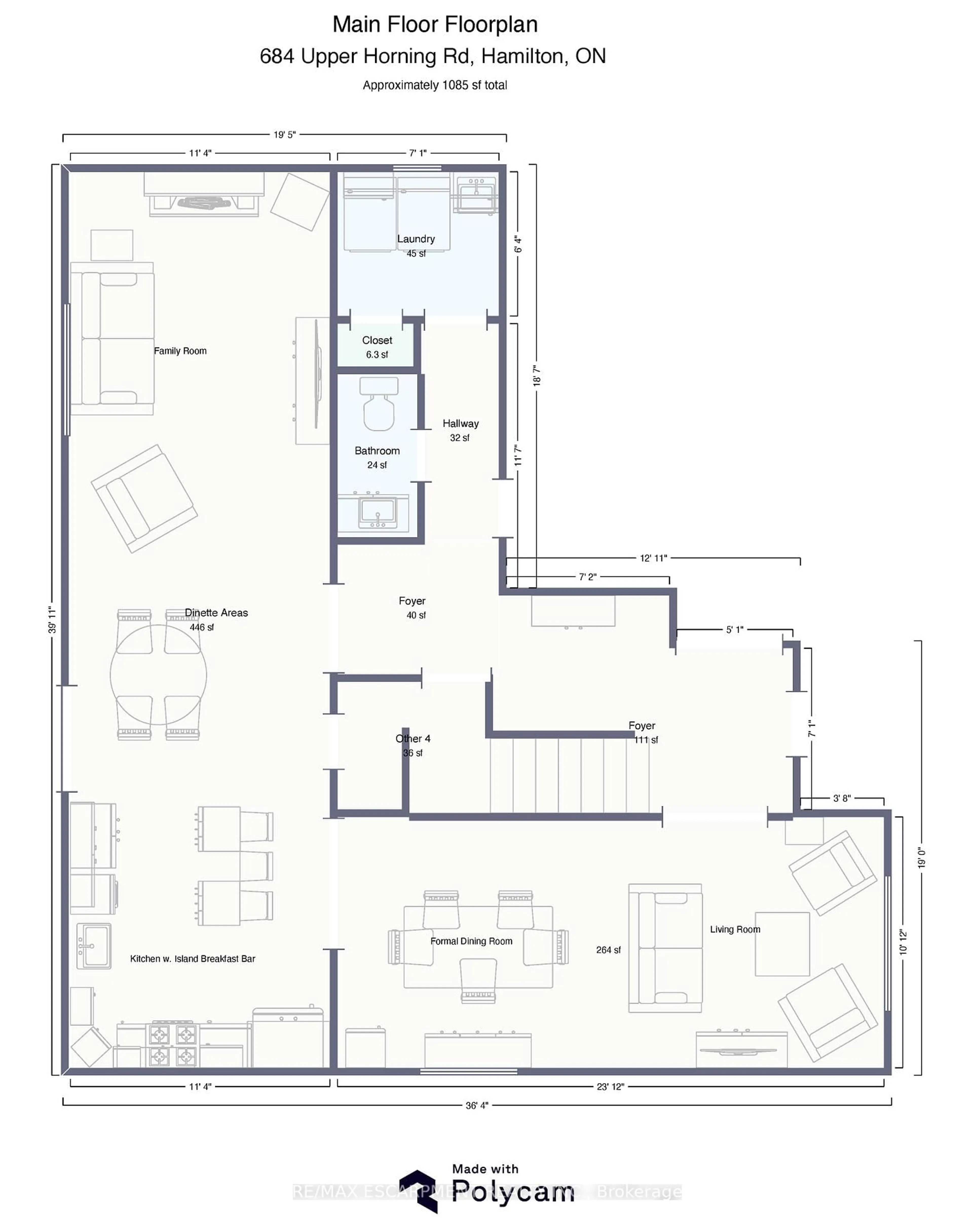 Floor plan for 684 UPPER HORNING Rd, Hamilton Ontario L9C 7R3