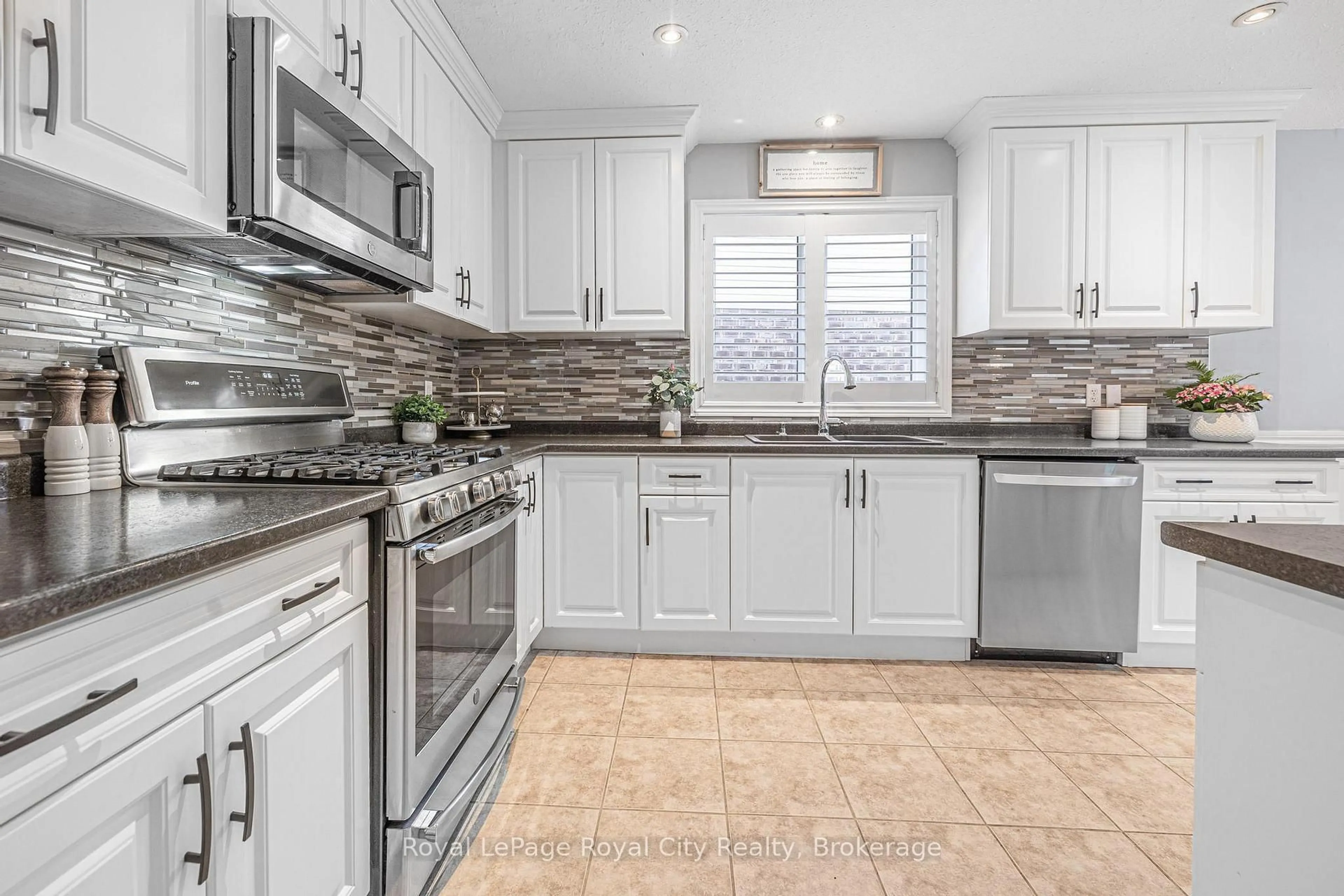 Contemporary kitchen, ceramic/tile floor for 38 Marshall Dr, Guelph Ontario N1E 0K7