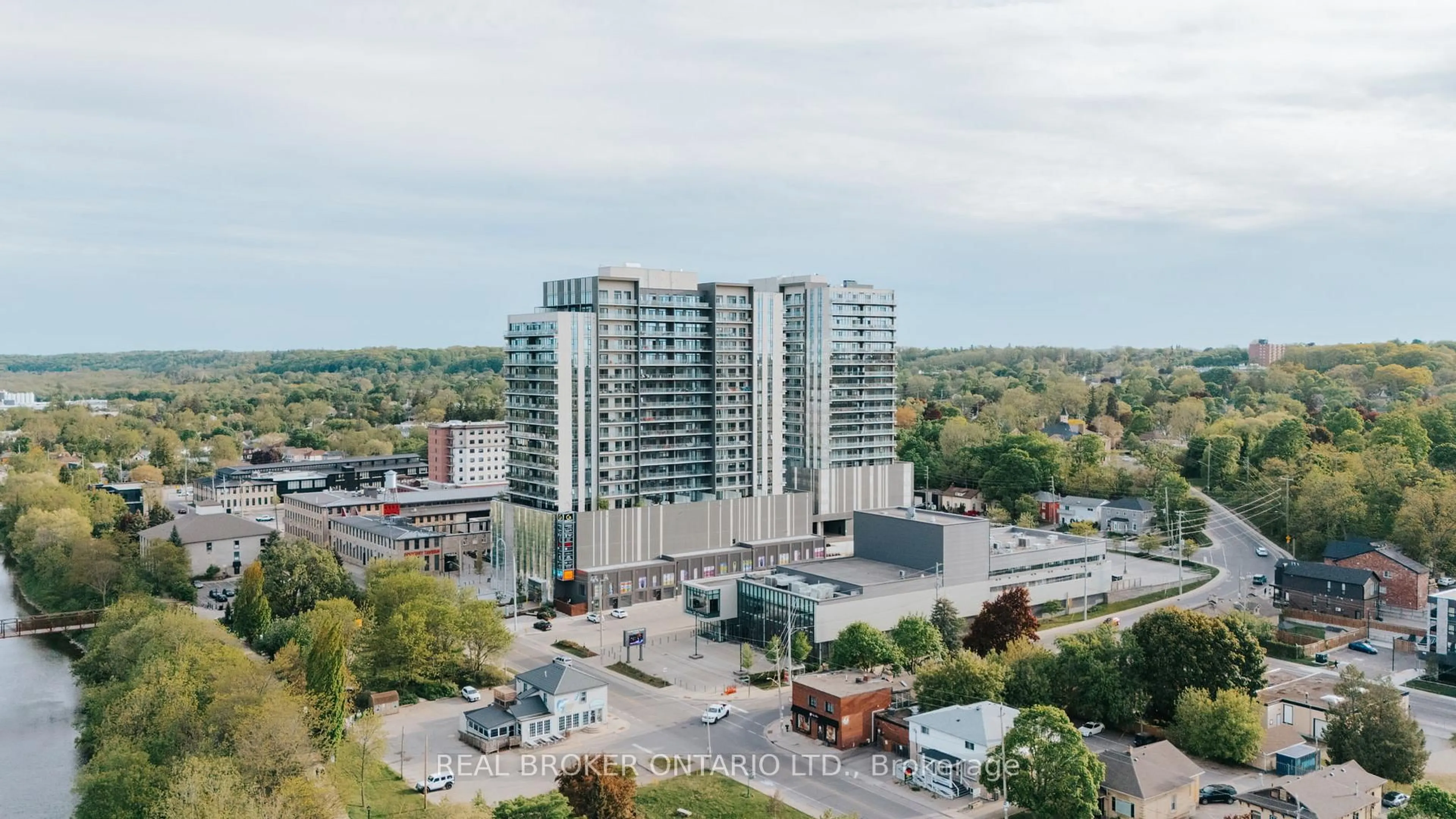 A pic from outside/outdoor area/front of a property/back of a property/a pic from drone, city buildings view from balcony for 50 Grand Ave #Unit 1003, Cambridge Ontario N1S 0C2