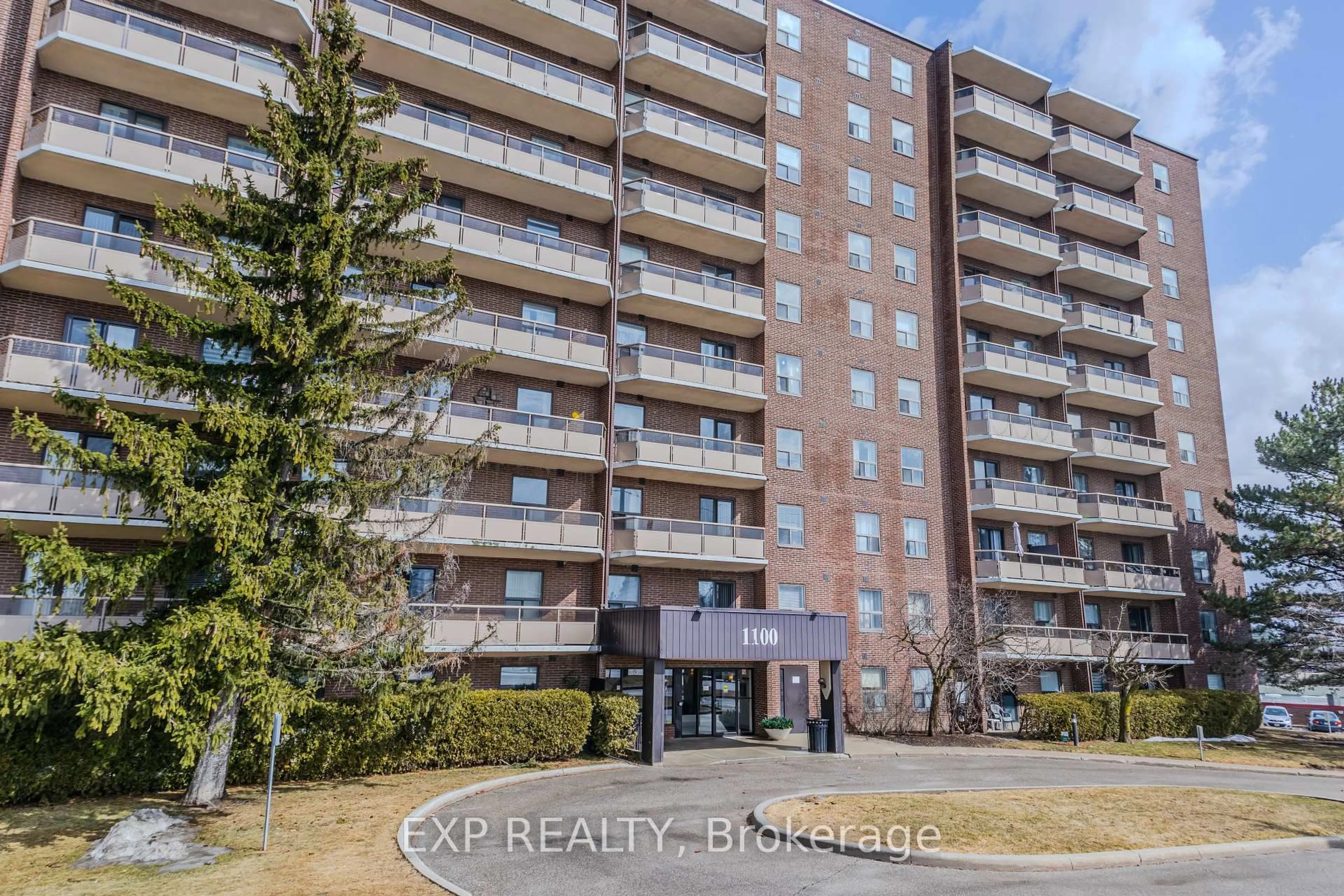 A pic from outside/outdoor area/front of a property/back of a property/a pic from drone, building for 1100 Courtland Ave #705, Kitchener Ontario N2C 2H9