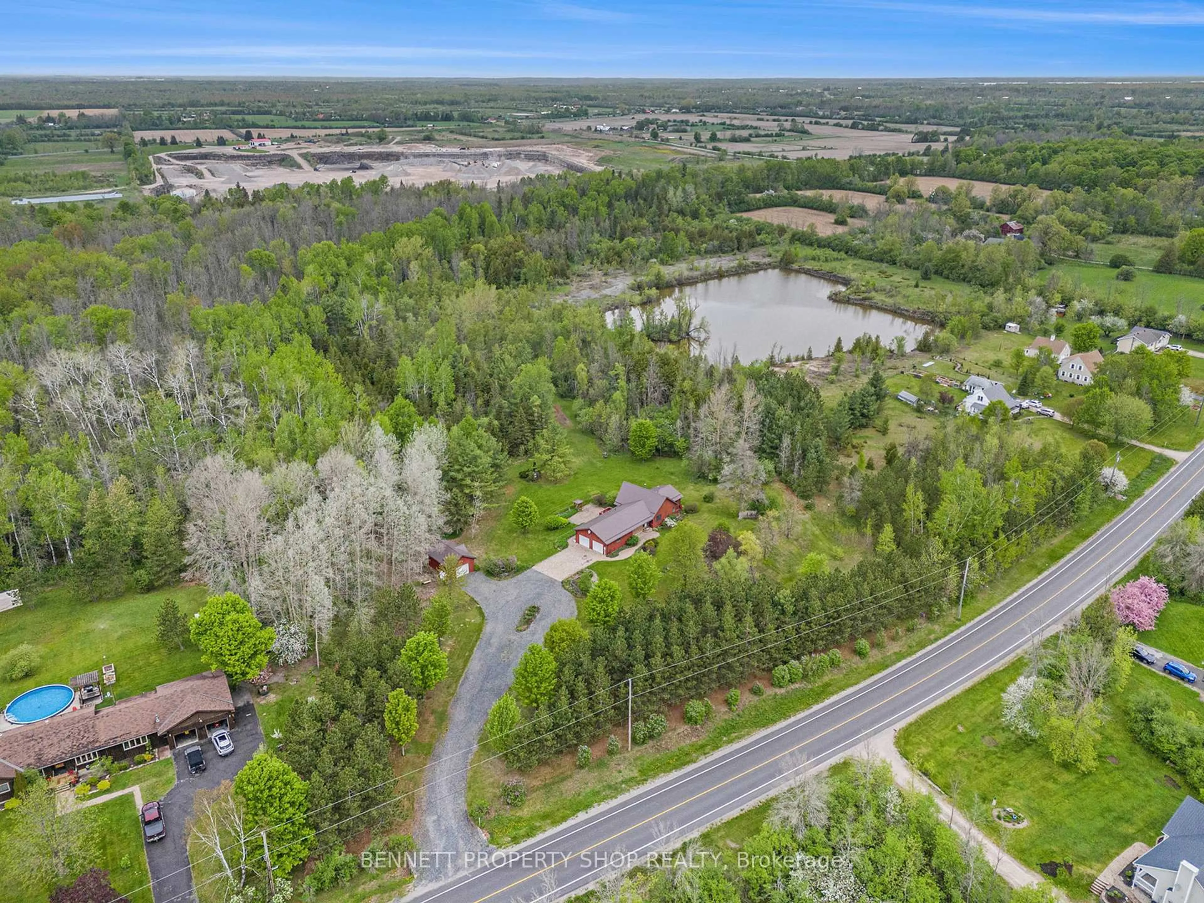 A pic from outside/outdoor area/front of a property/back of a property/a pic from drone, water/lake/river/ocean view for 2844 Tennyson Rd, Perth Ontario K7H 3C8