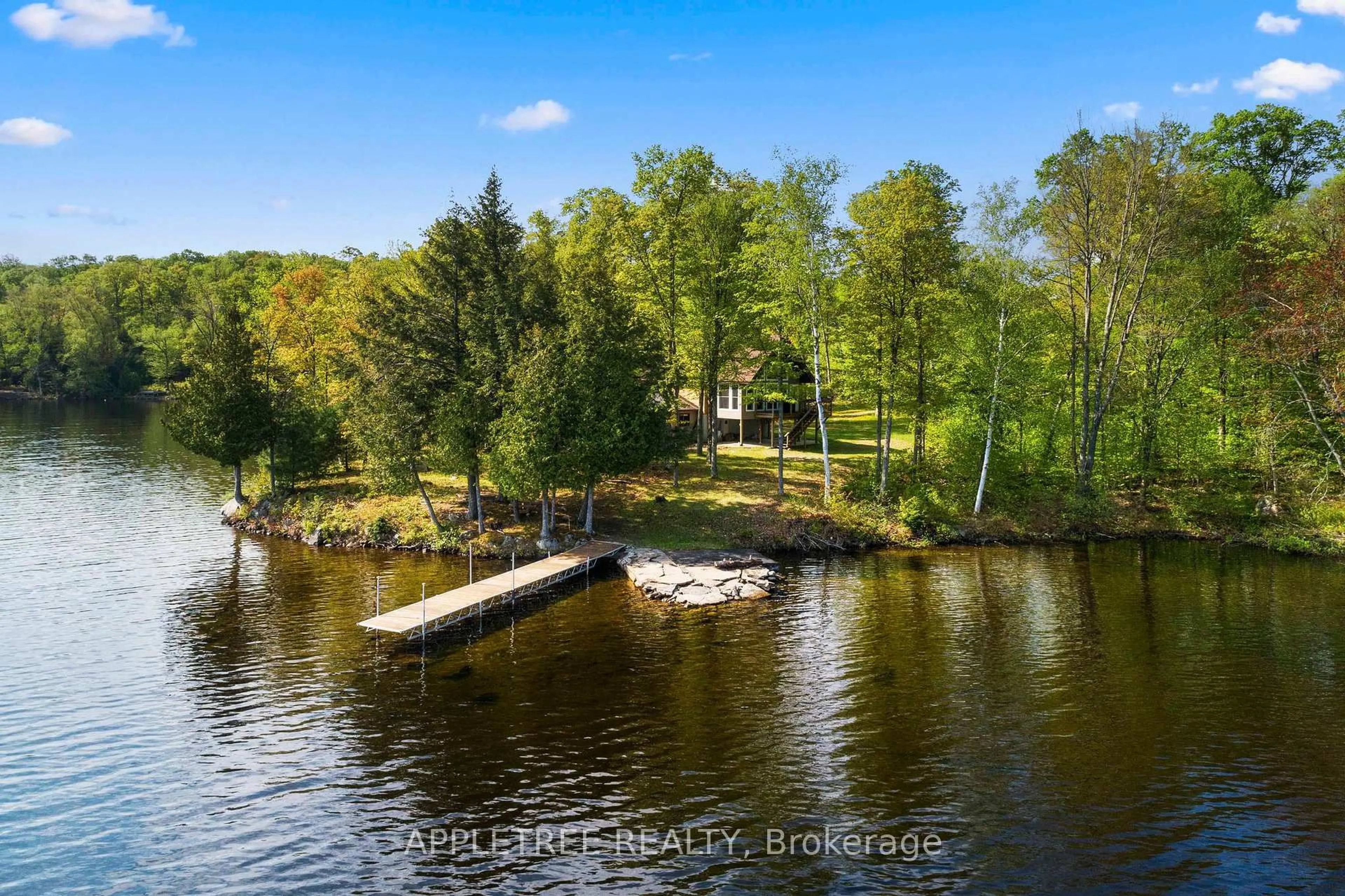 A pic from outside/outdoor area/front of a property/back of a property/a pic from drone, water/lake/river/ocean view for 1014 Crowsfoot Lane, Plevna Ontario K0H 2M0