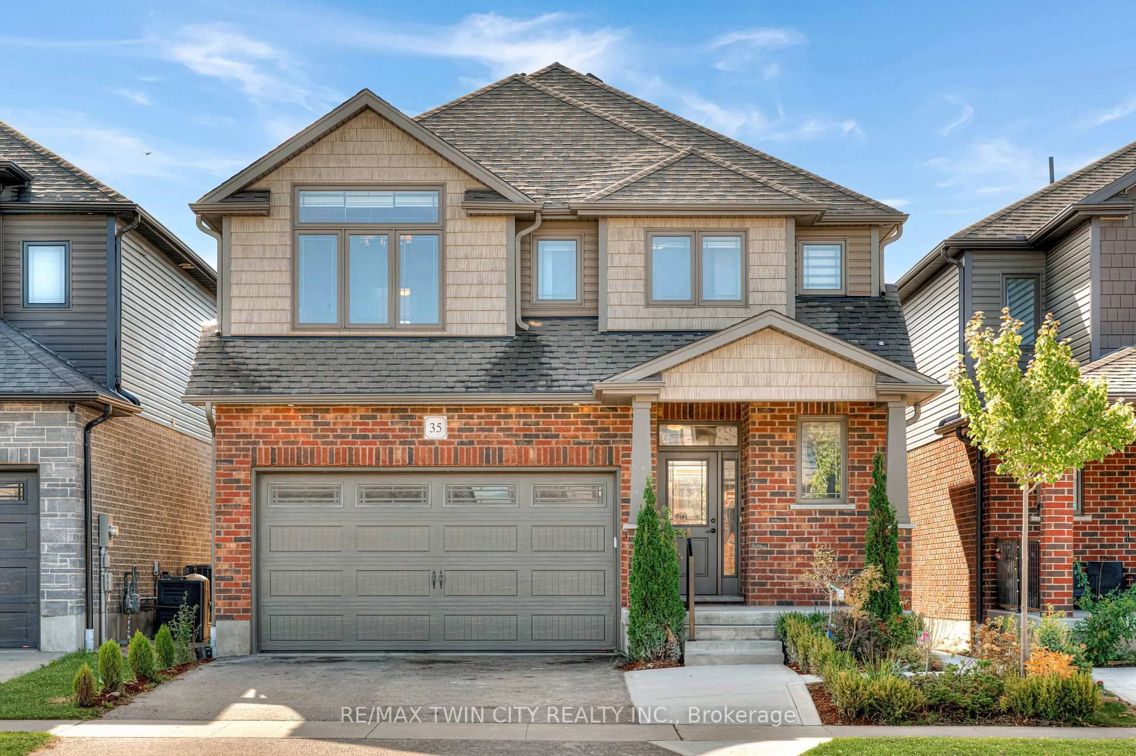 Home with brick exterior material, street for 35 Loxleigh Lane, Woolwich Ontario N0B 1M0