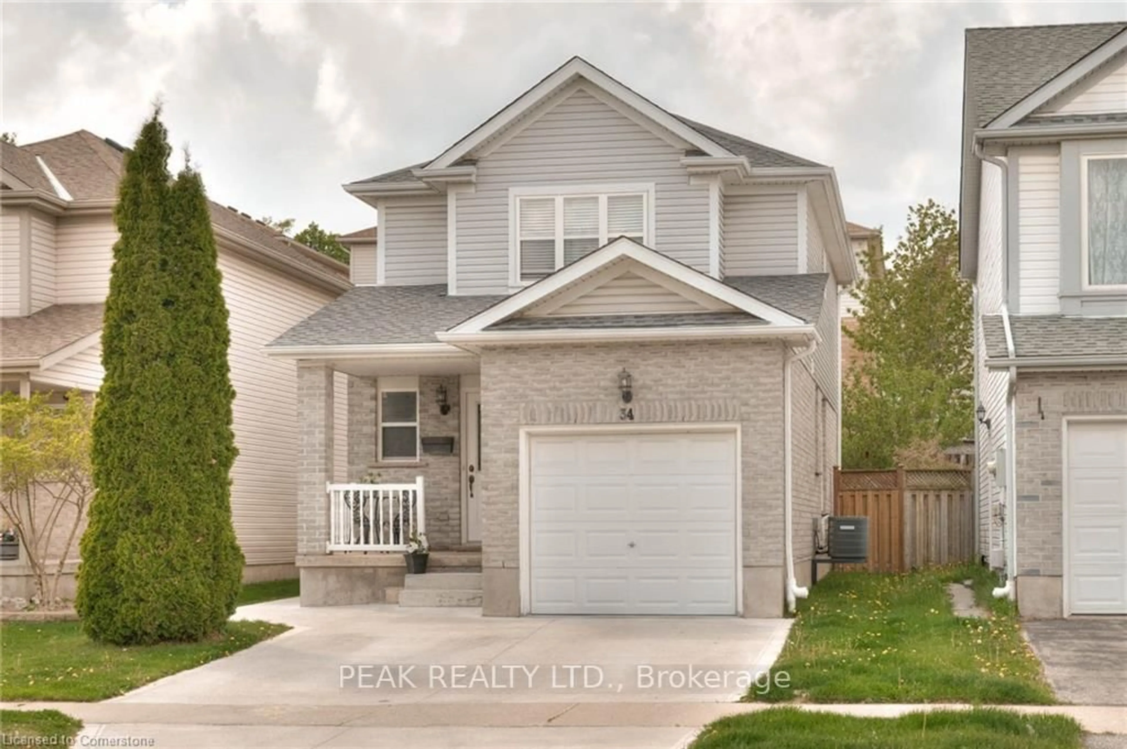 Home with vinyl exterior material, street for 34 Reistview St, Kitchener Ontario N2E 4H3