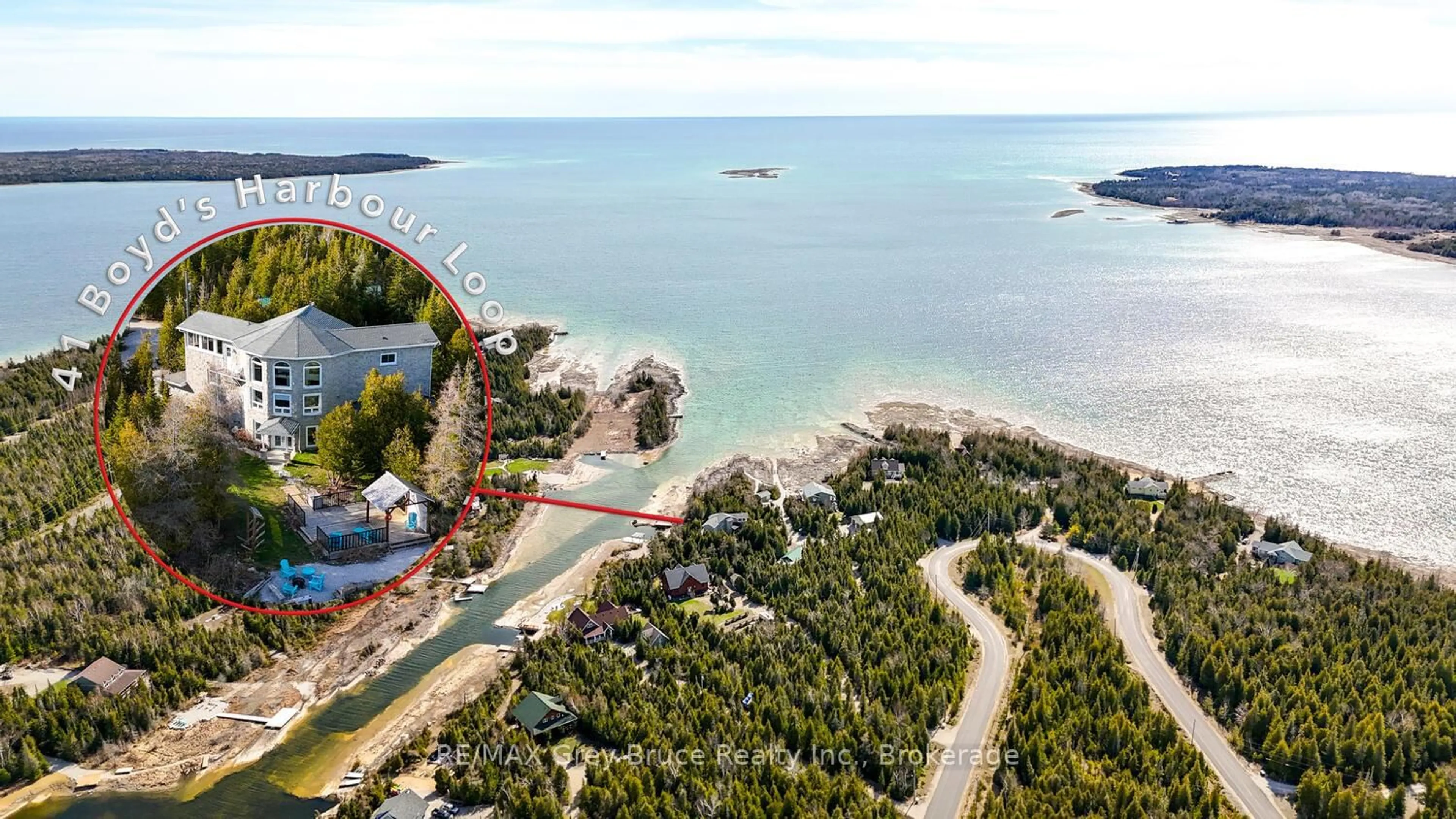 A pic from outside/outdoor area/front of a property/back of a property/a pic from drone, water/lake/river/ocean view for 41 Boyds Harbour Loop N/A, Northern Bruce Peninsula Ontario N0H 1W0