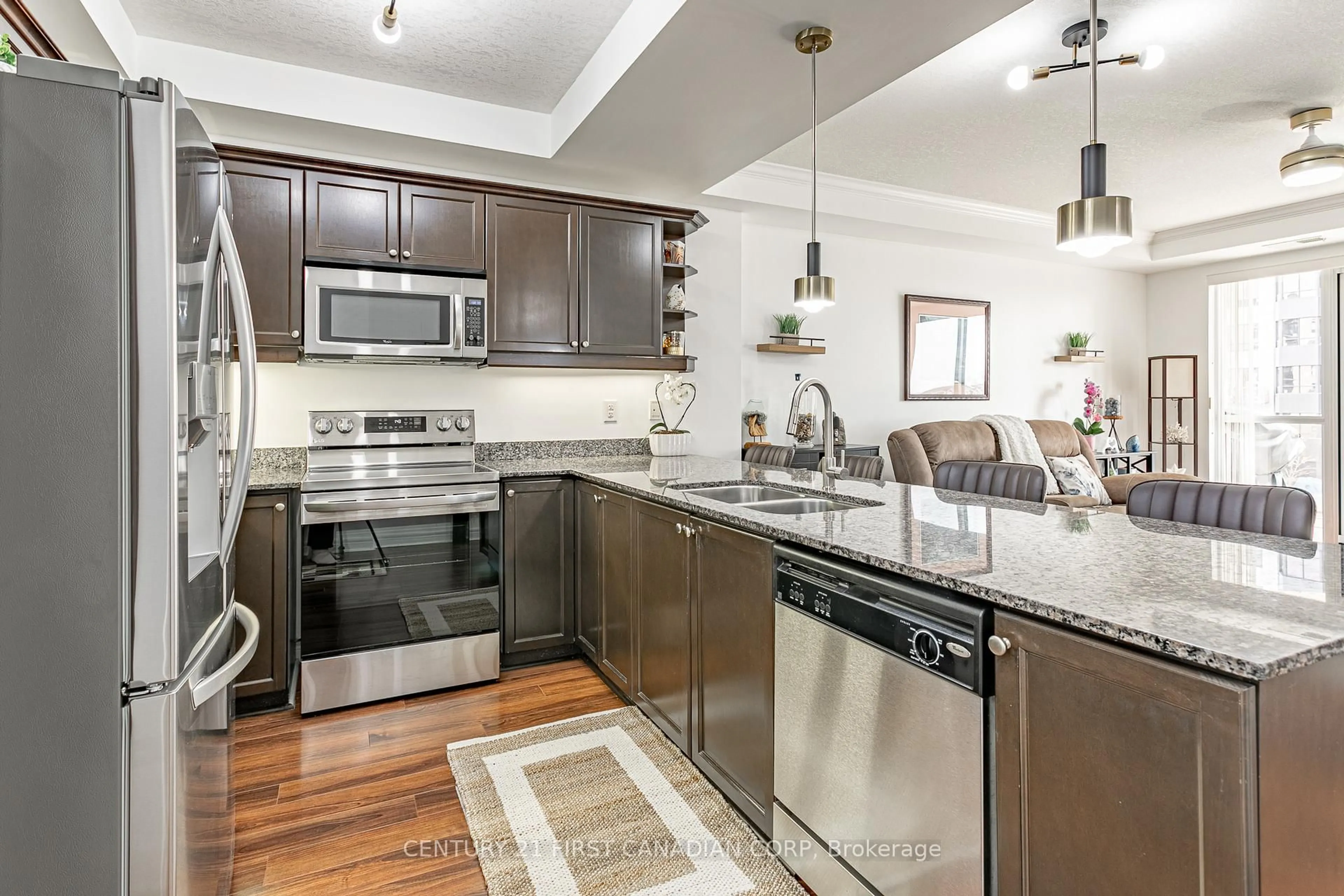 Open concept kitchen, ceramic/tile floor for 1030 Coronation Dr #312, London North Ontario N6G 0G5
