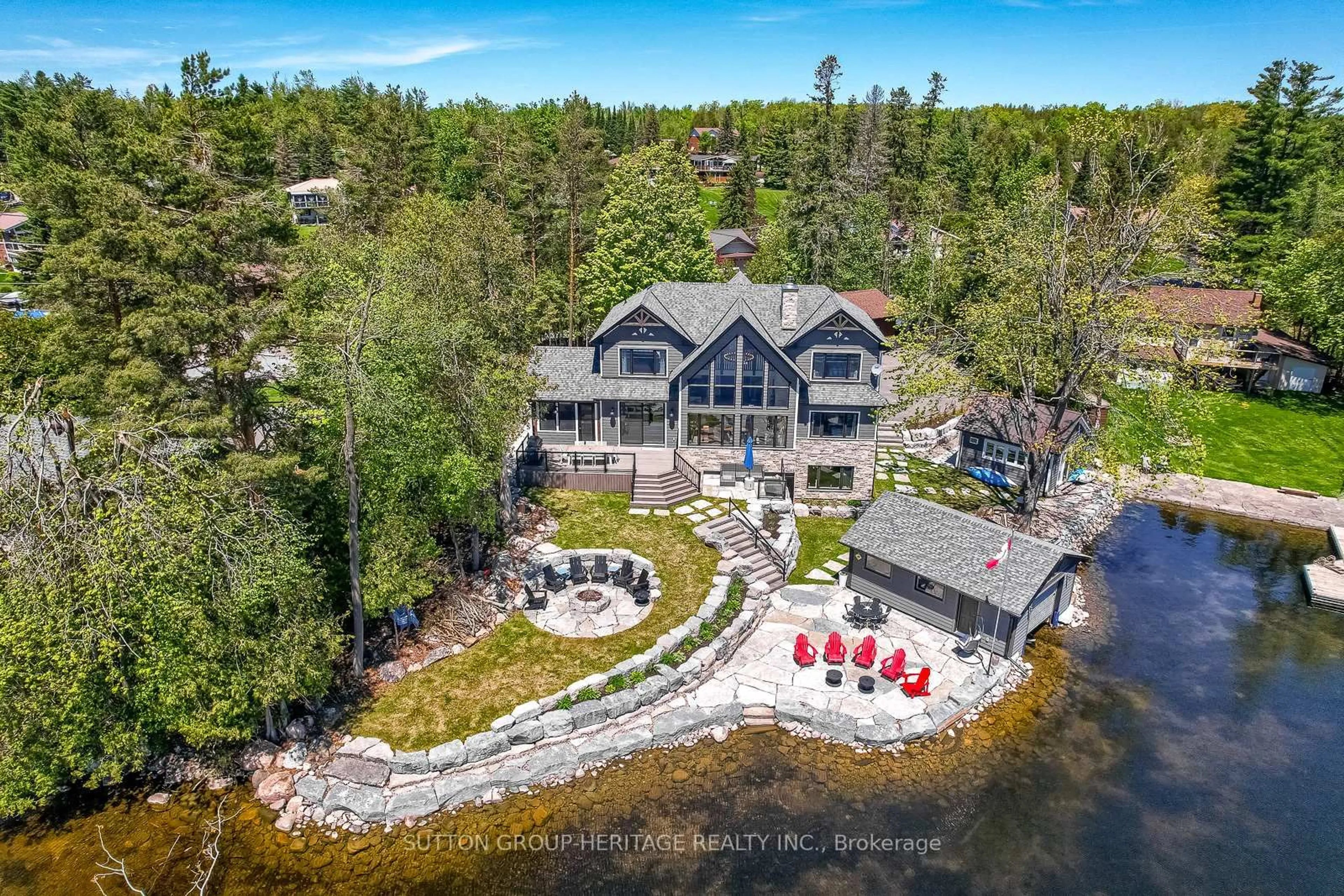 A pic from outside/outdoor area/front of a property/back of a property/a pic from drone, water/lake/river/ocean view for 30 Pirates Glen Dr, Trent Lakes Ontario K0M 1A0