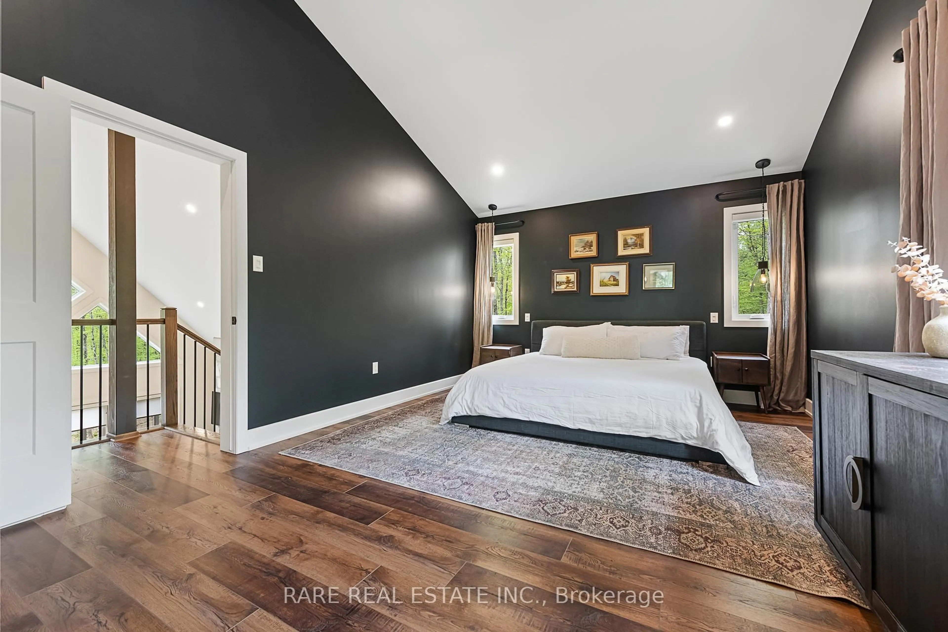 Bedroom with bed, wood/laminate floor for 68 Crestview Dr, Calabogie Ontario K0J 1H0