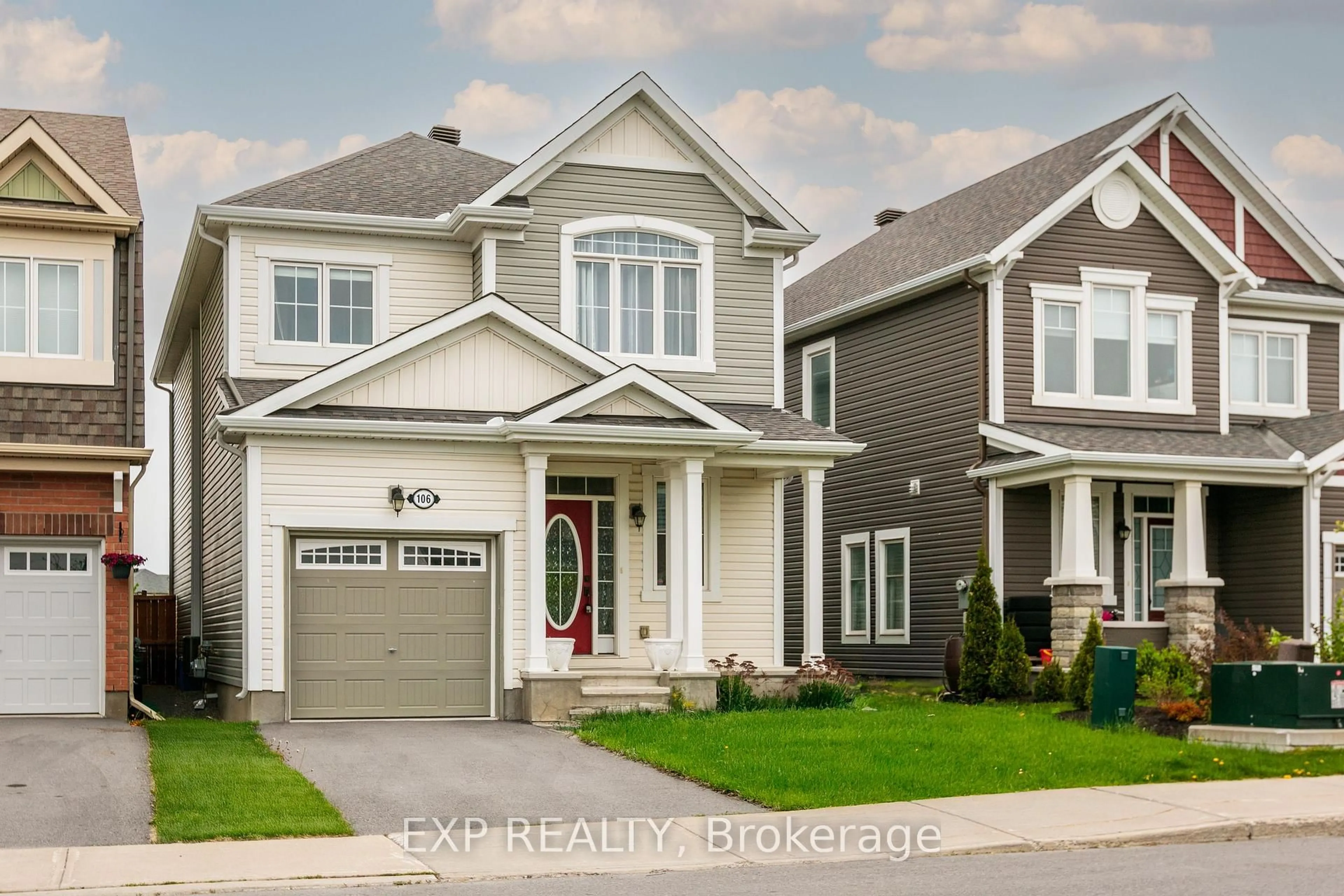 Home with vinyl exterior material, street for 106 Burbot St, Ottawa Ontario K2J 6J7