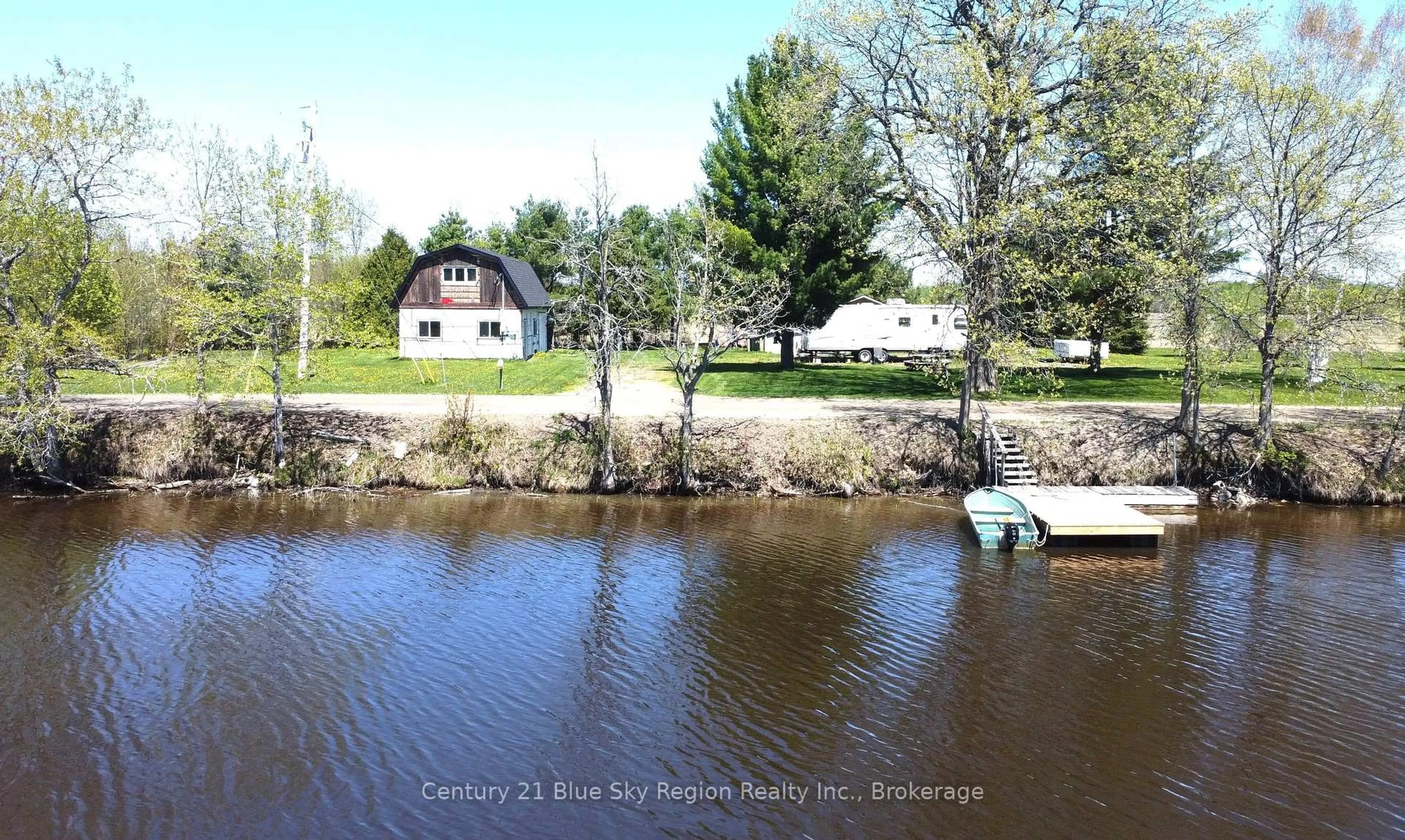A pic from outside/outdoor area/front of a property/back of a property/a pic from drone, water/lake/river/ocean view for 37 Veuve River Rd, West Nipissing Ontario P0H 2M0