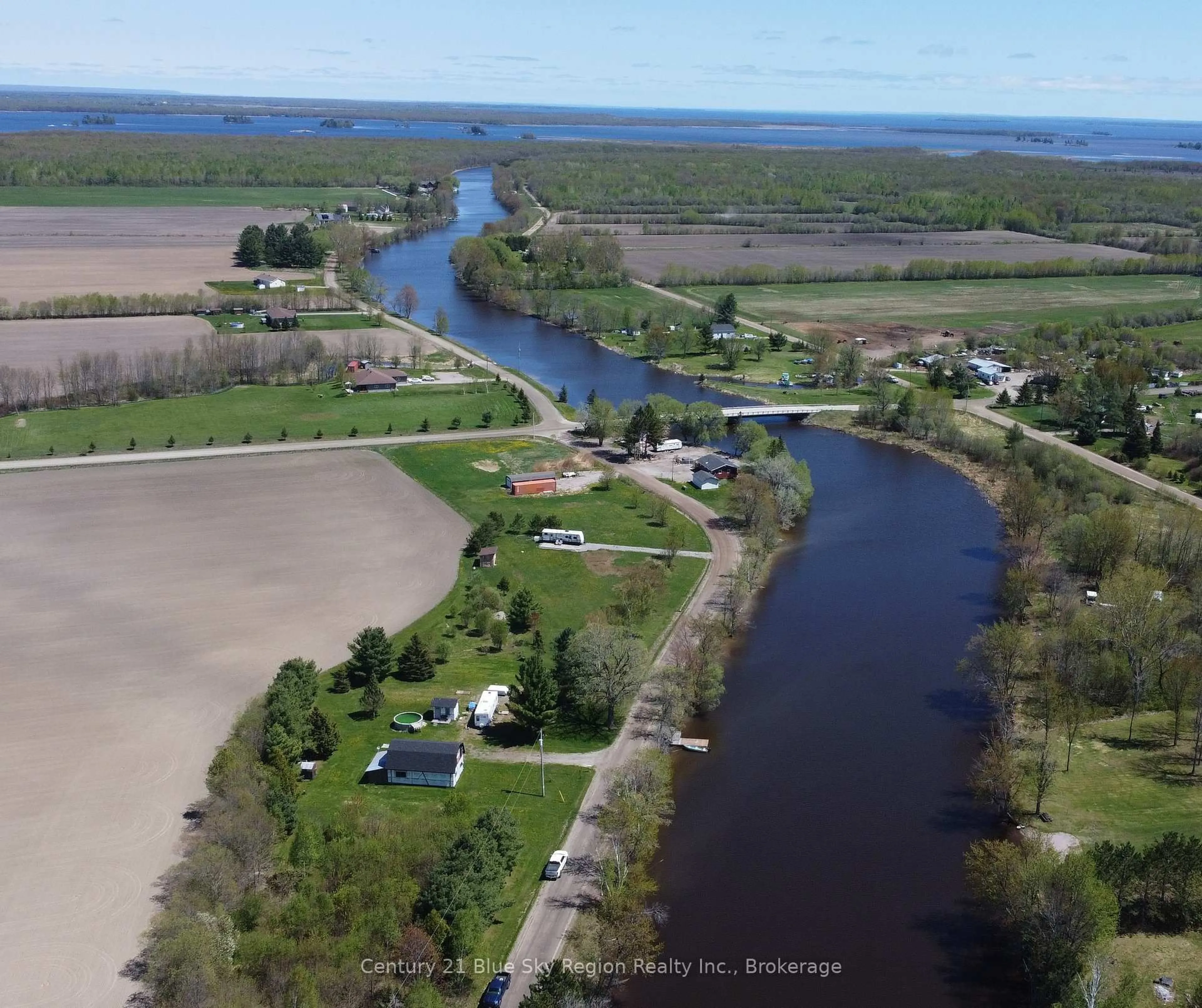 A pic from outside/outdoor area/front of a property/back of a property/a pic from drone, water/lake/river/ocean view for 37 Veuve River Rd, West Nipissing Ontario P0H 2M0