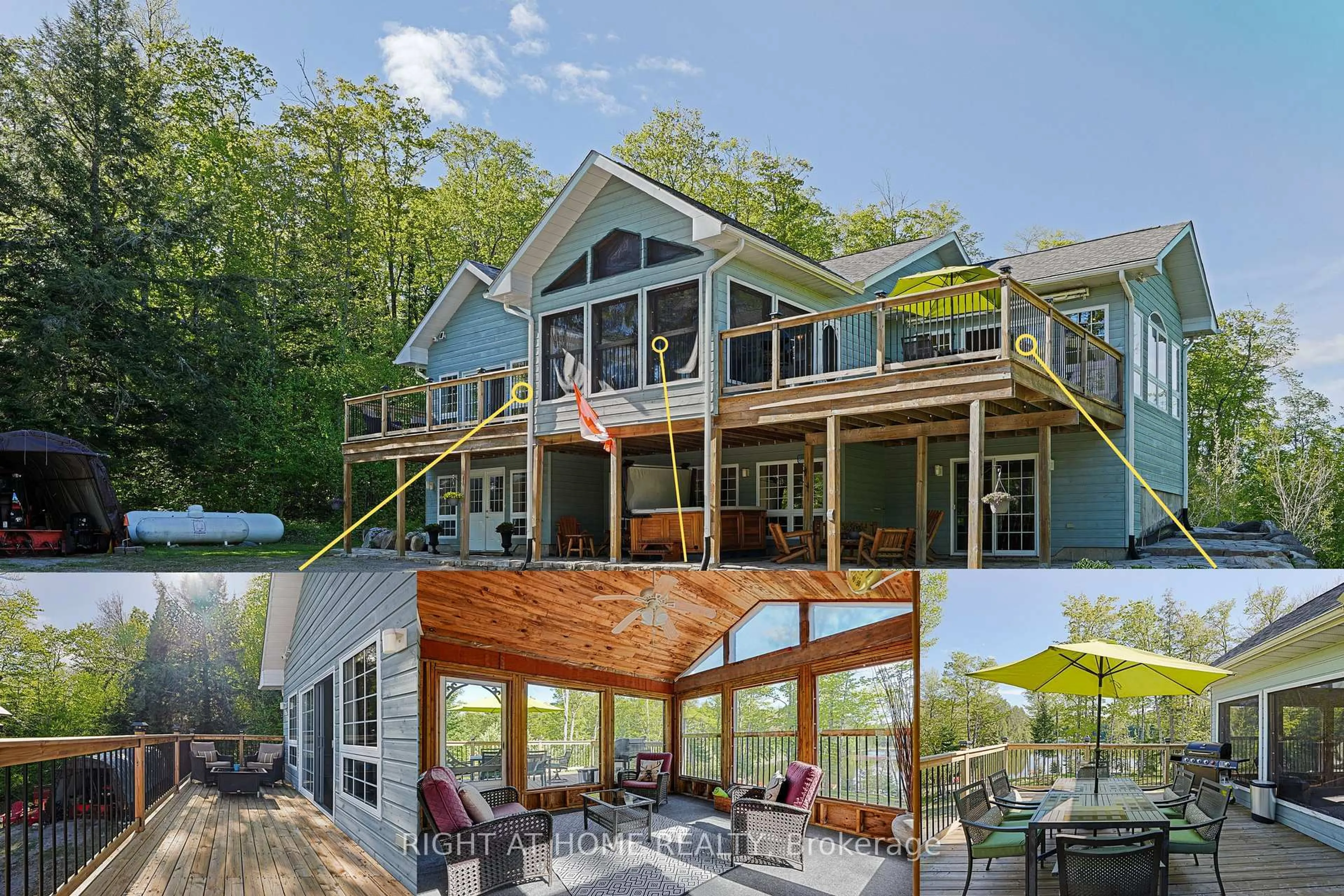 A pic from outside/outdoor area/front of a property/back of a property/a pic from drone, water/lake/river/ocean view for 1181 Grace River Rd, Dysart et al Ontario K0L 3C0