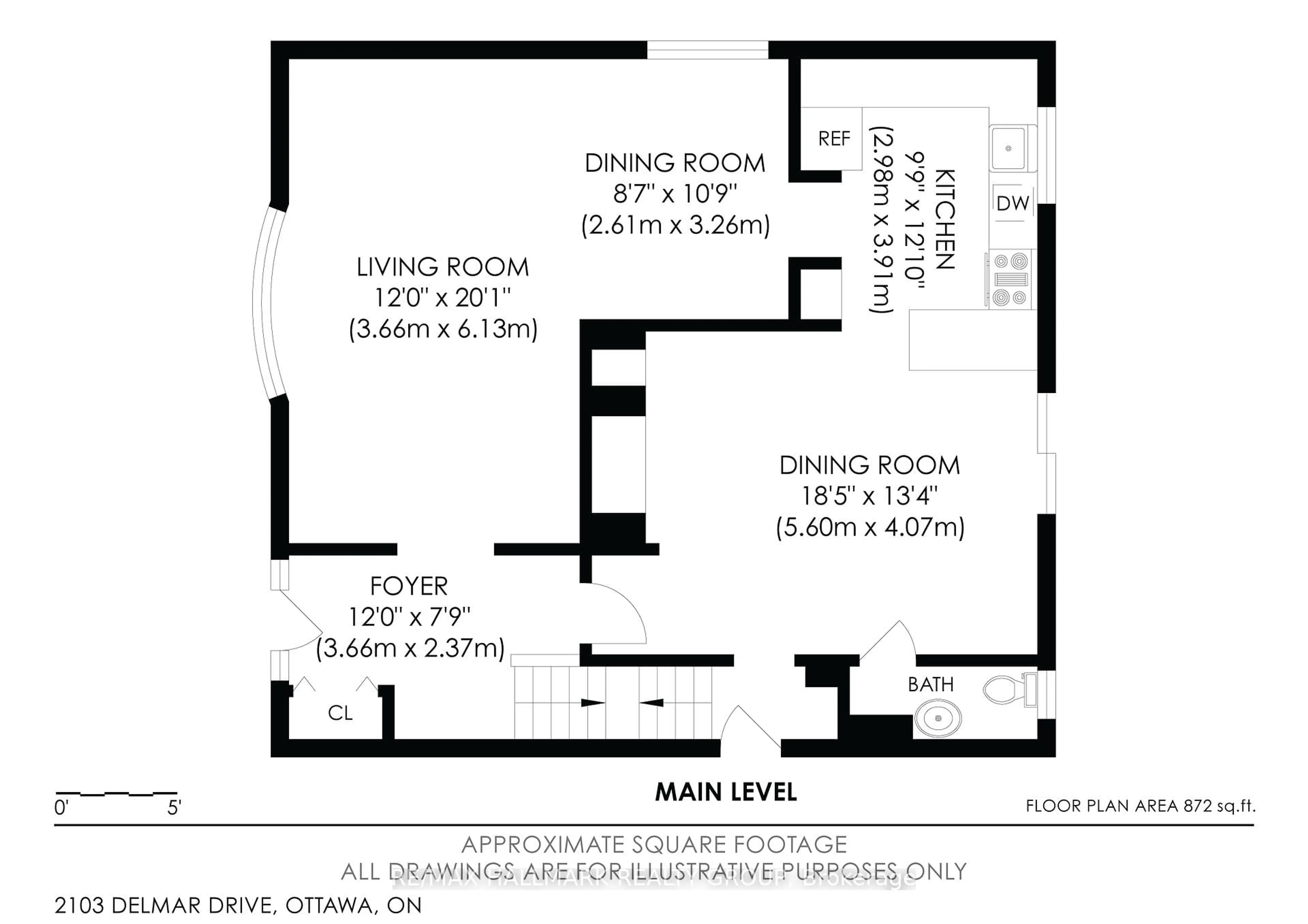 Floor plan for 2103 Delmar Dr, Ottawa Ontario K1H 5P6