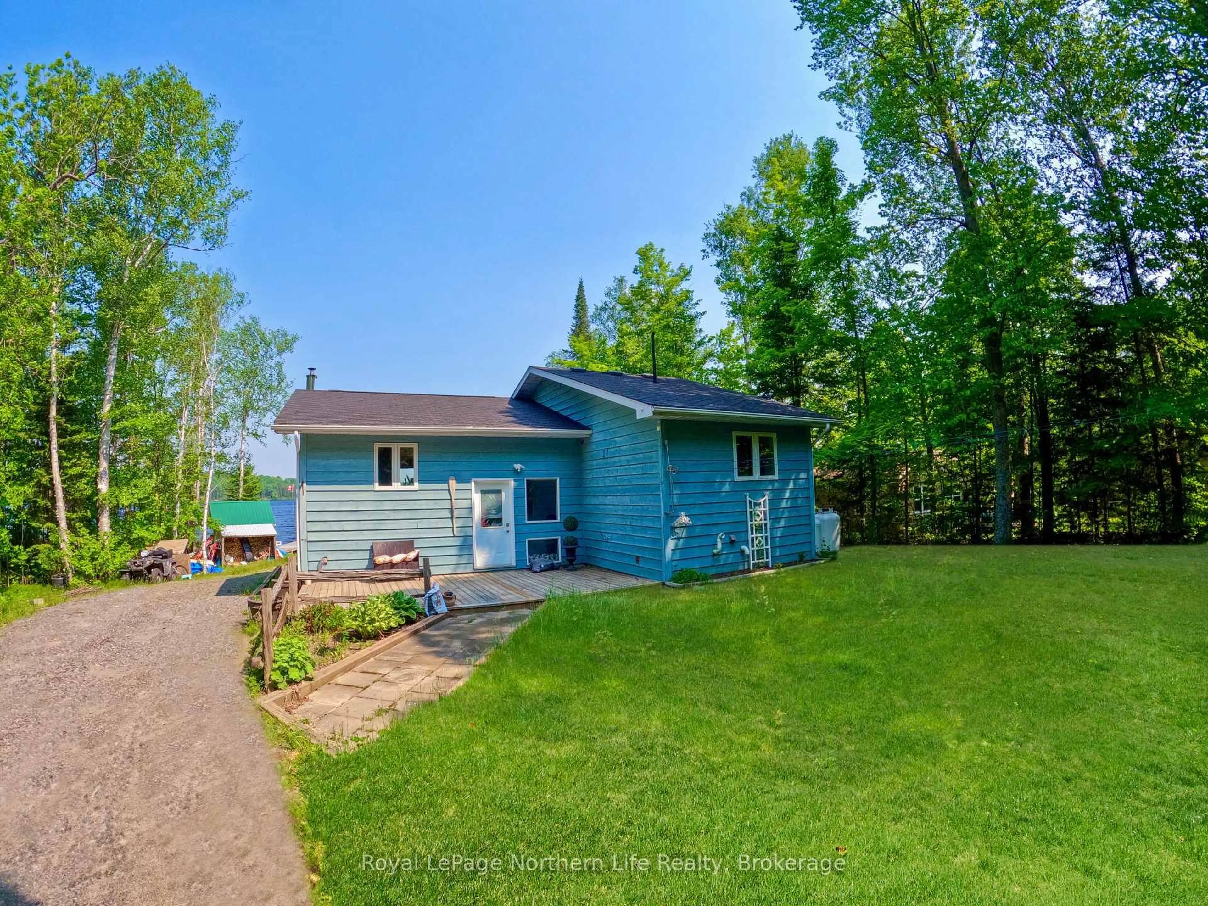 A pic from outside/outdoor area/front of a property/back of a property/a pic from drone, water/lake/river/ocean view for 448 Swalwells Dr, Nipissing Ontario P0H 1W0
