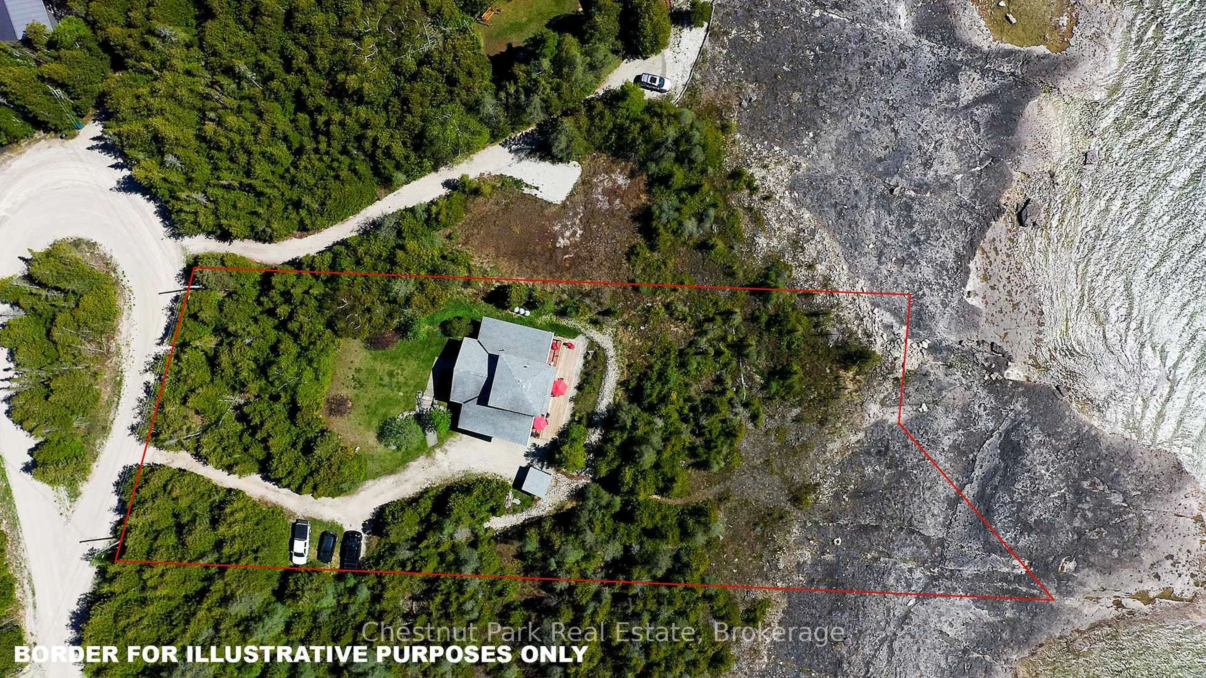 A pic from outside/outdoor area/front of a property/back of a property/a pic from drone, unknown for 84 Silversides Point Rd, Northern Bruce Peninsula Ontario N0H 1Z0