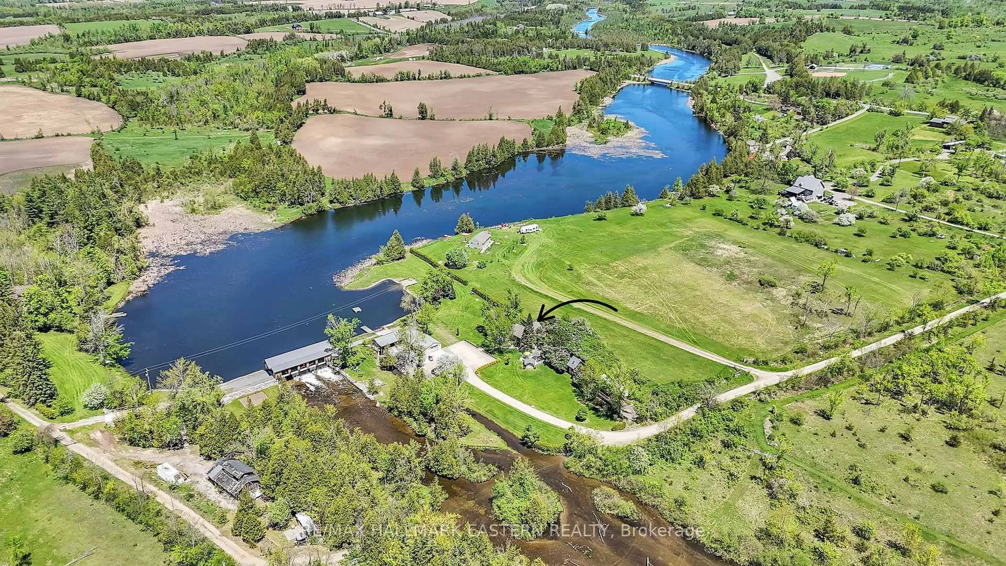 A pic from outside/outdoor area/front of a property/back of a property/a pic from drone, water/lake/river/ocean view for 551 & 565 Cooney Island Rd, Douro-Dummer Ontario K0L 2S0