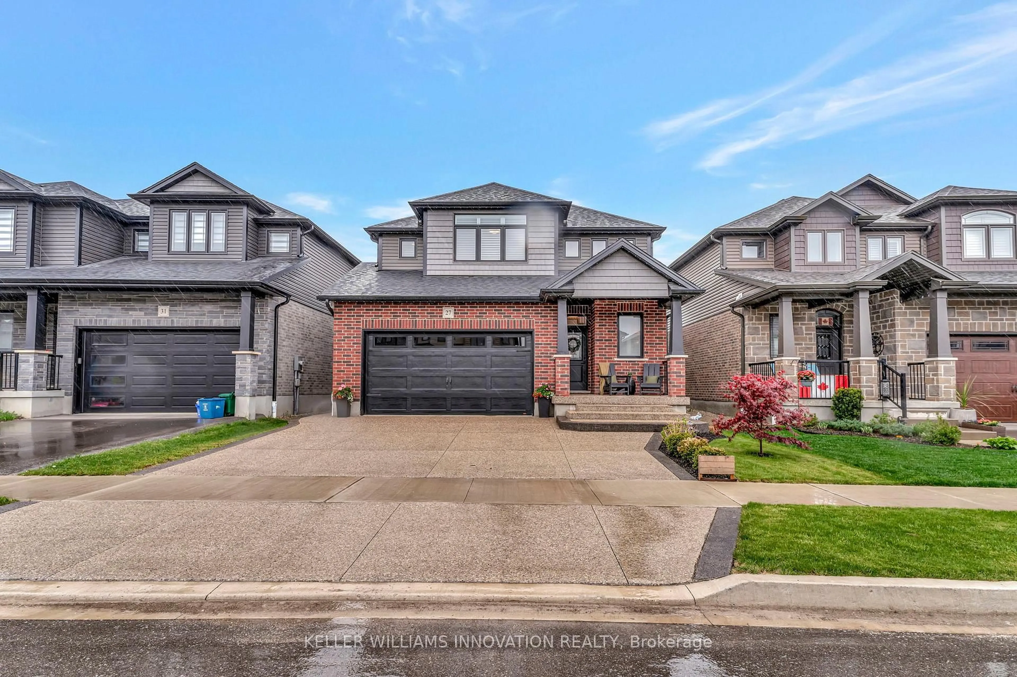 Home with brick exterior material, street for 27 Queensgate Cres, Woolwich Ontario N0B 1M0
