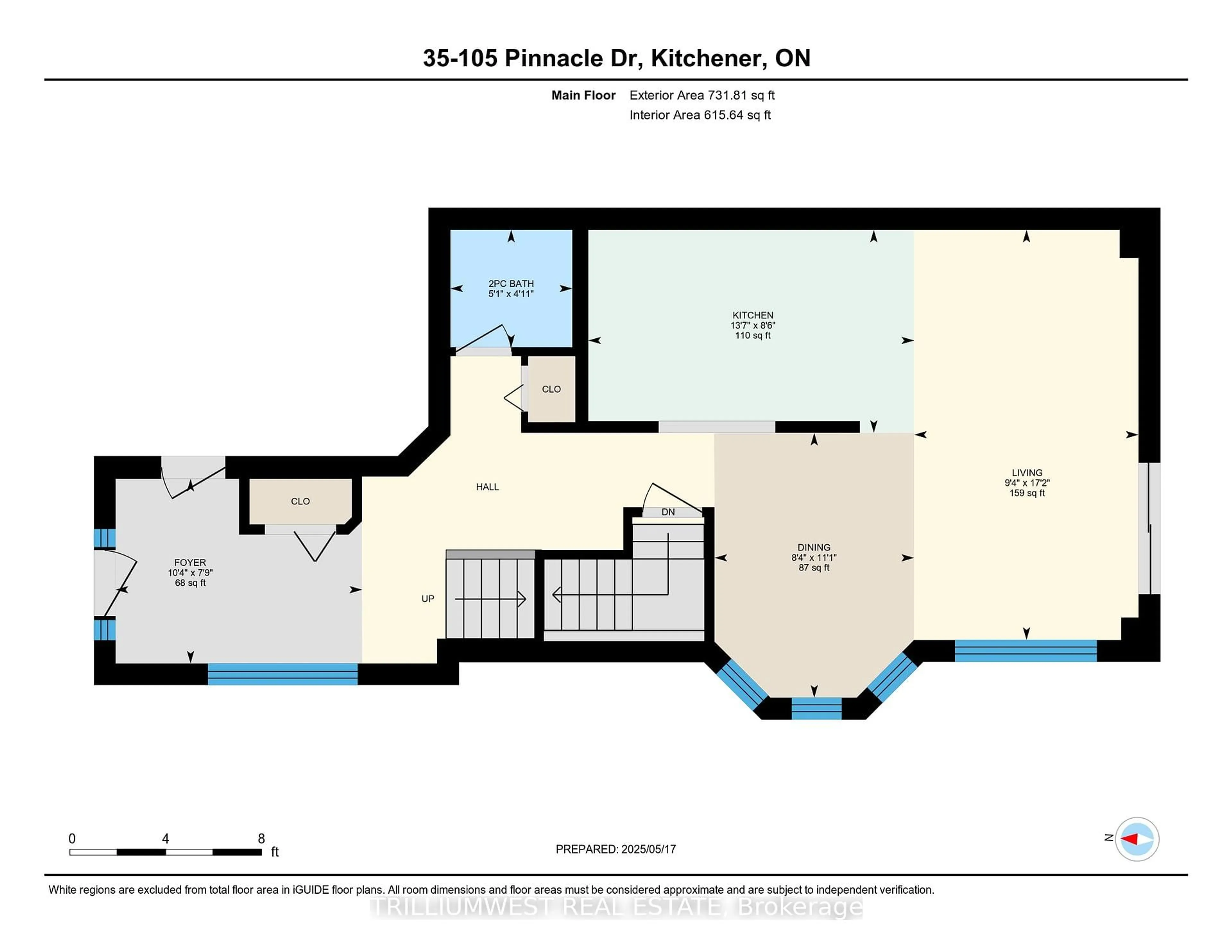 Floor plan for 105 PINNACLE Dr #35, Kitchener Ontario N2P 1B8