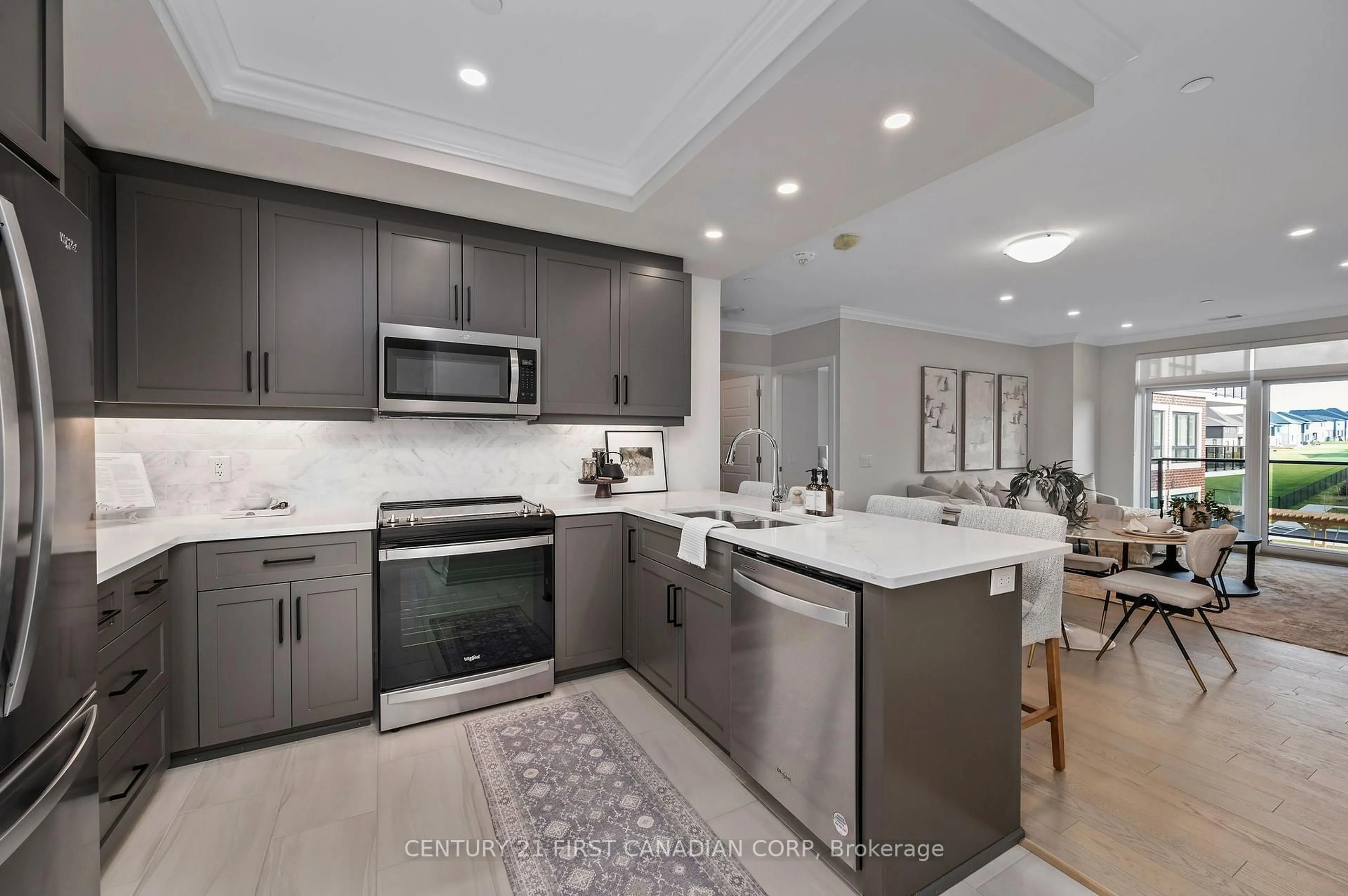 Open concept kitchen, ceramic/tile floor for 1975 Fountain Grass Dr #301, London South Ontario N6K 0M3