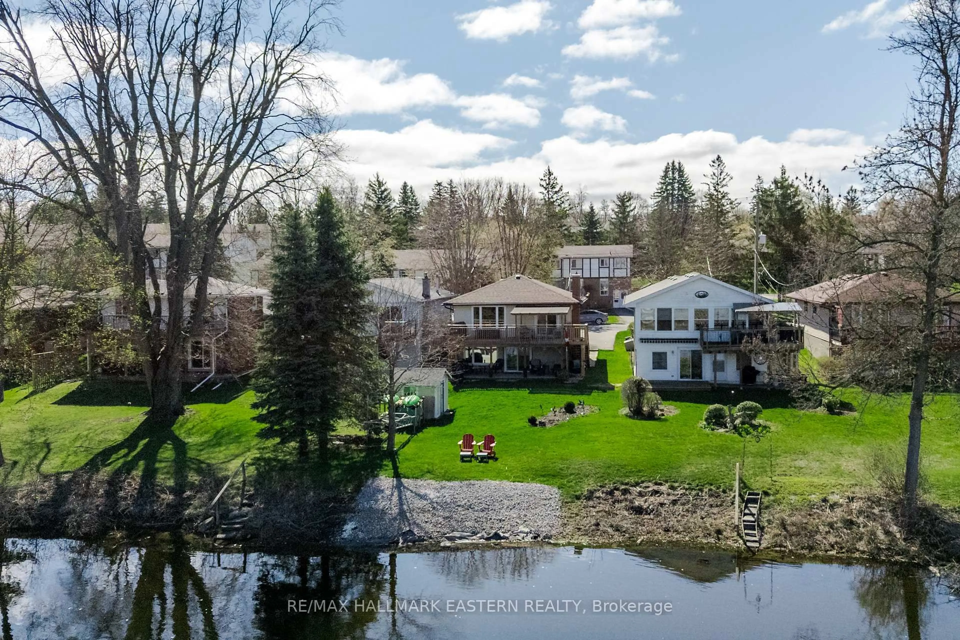 A pic from outside/outdoor area/front of a property/back of a property/a pic from drone, water/lake/river/ocean view for 270 Sherin Ave, Peterborough South Ontario K9J 1B6