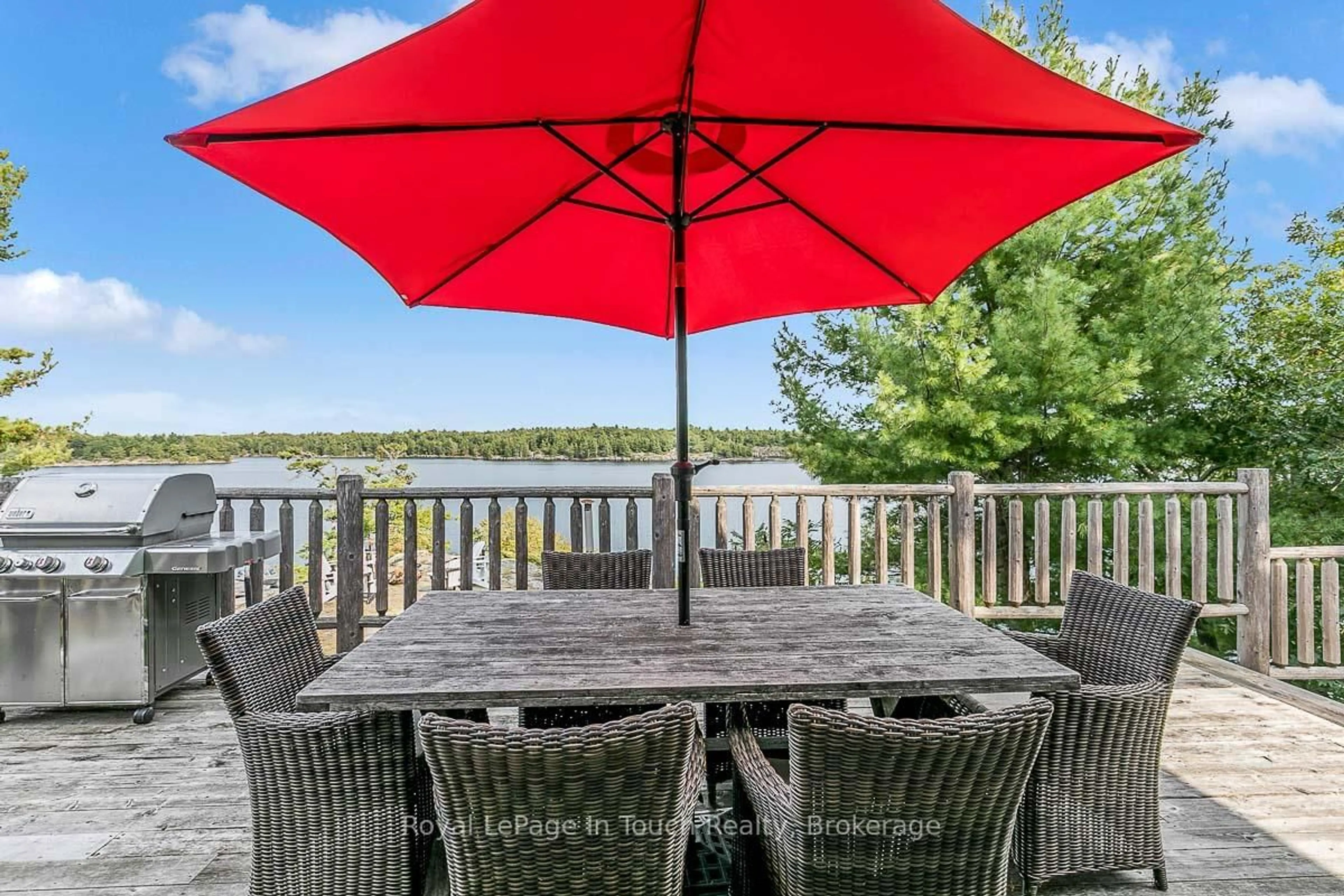 Patio, water/lake/river/ocean view for B686-8 DERBYSHIRE Island N/A, The Archipelago Ontario P2A 1T4