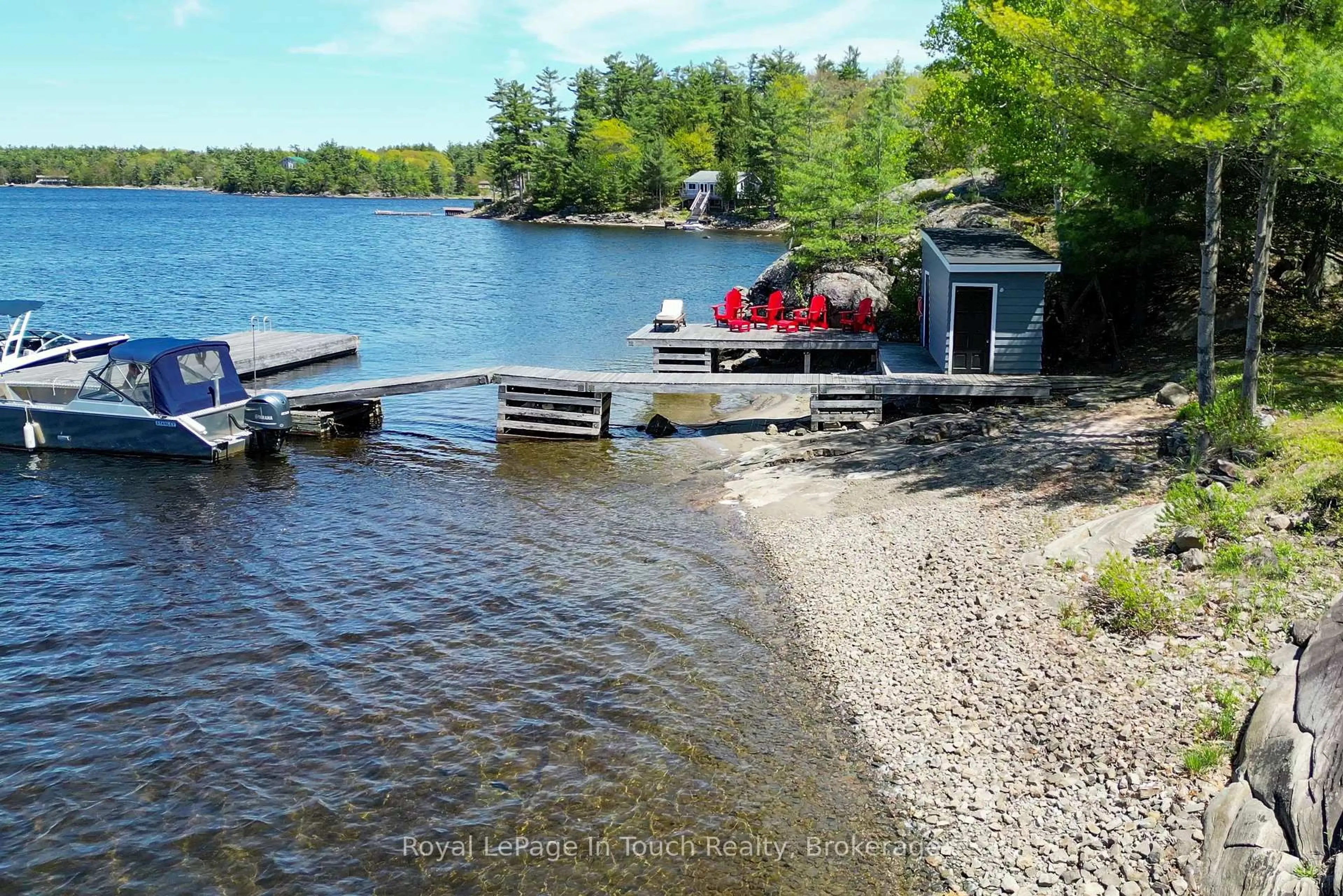 A pic from outside/outdoor area/front of a property/back of a property/a pic from drone, water/lake/river/ocean view for 15052 Georgian Bay Shore N/A, Georgian Bay Ontario P0E 1E0