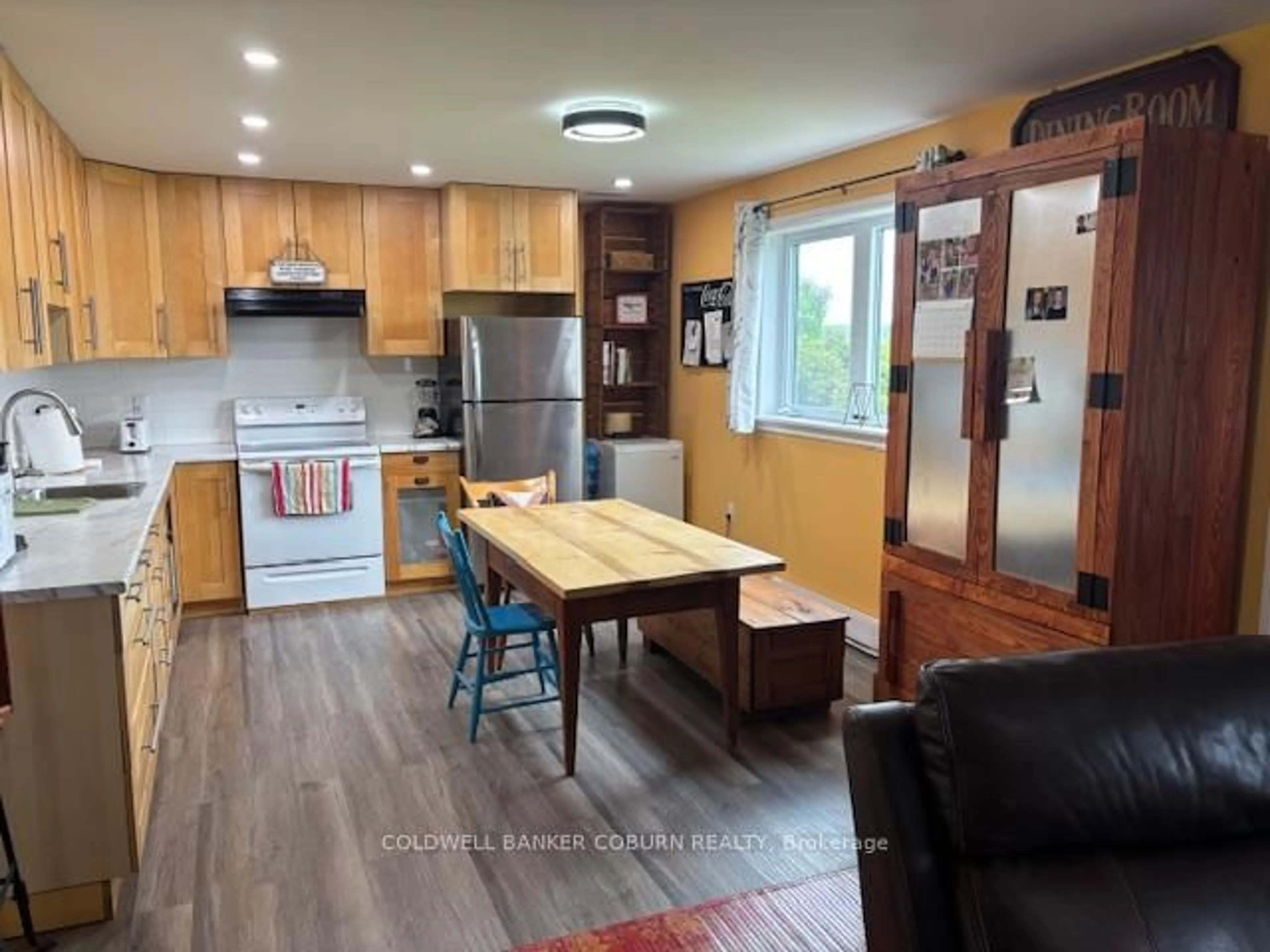 Open concept kitchen, wood/laminate floor for 11397 County Rd 18 Highway, South Dundas Ontario K0E 1C0