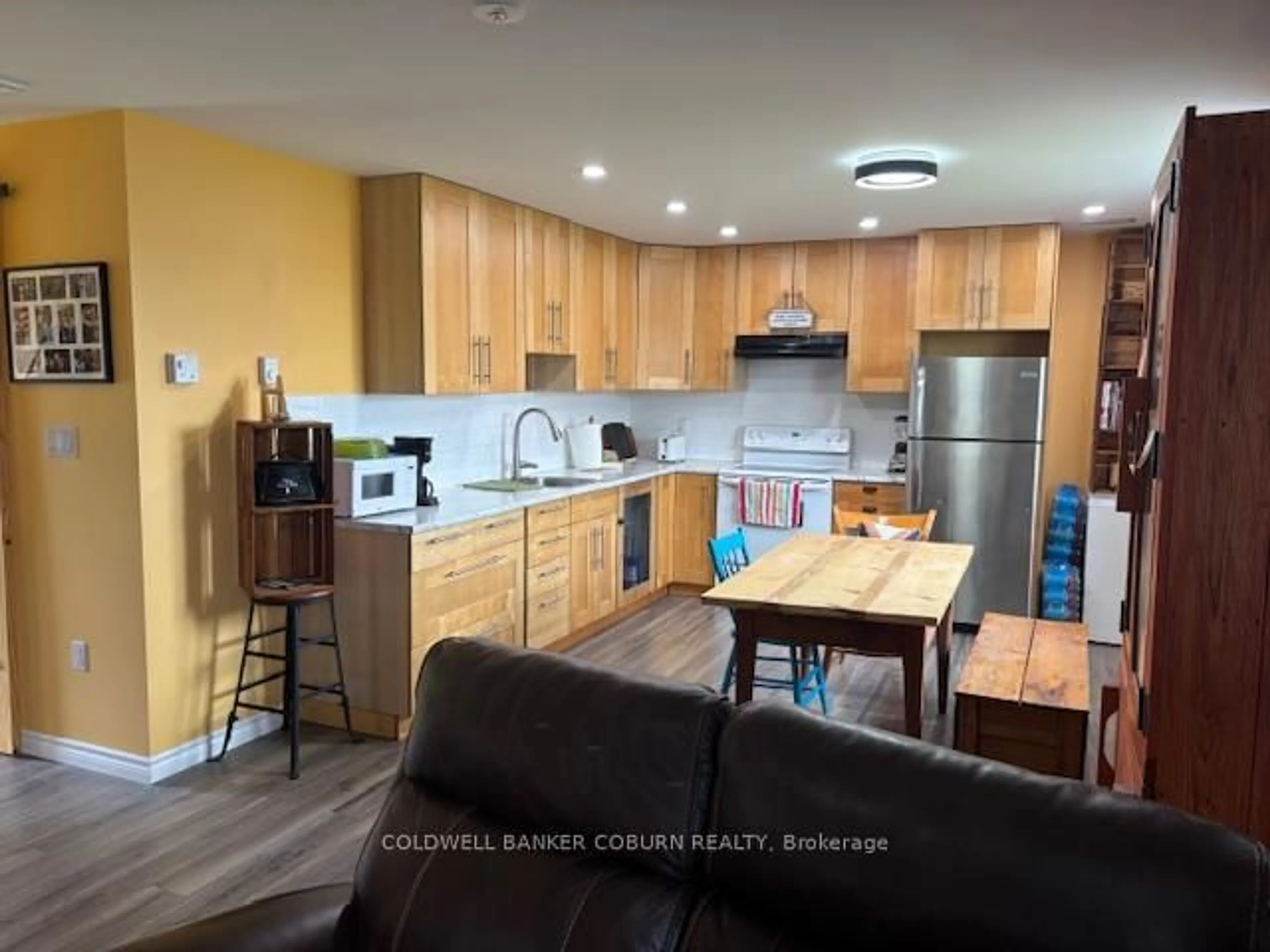 Open concept kitchen, wood/laminate floor for 11397 County Rd 18 Highway, South Dundas Ontario K0E 1C0