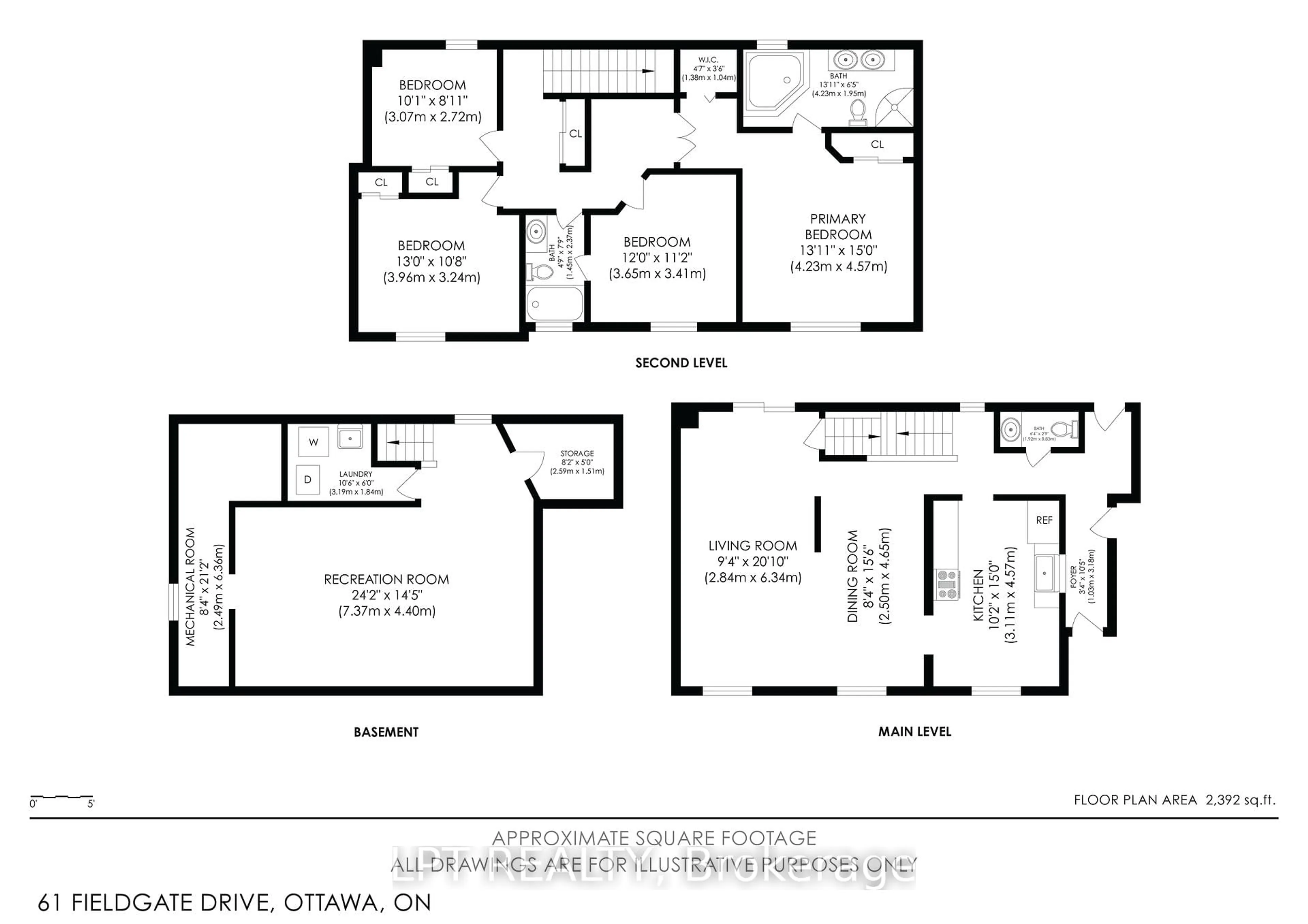 Floor plan for 61 Fieldgate Dr, Ottawa Ontario K2J 1V3