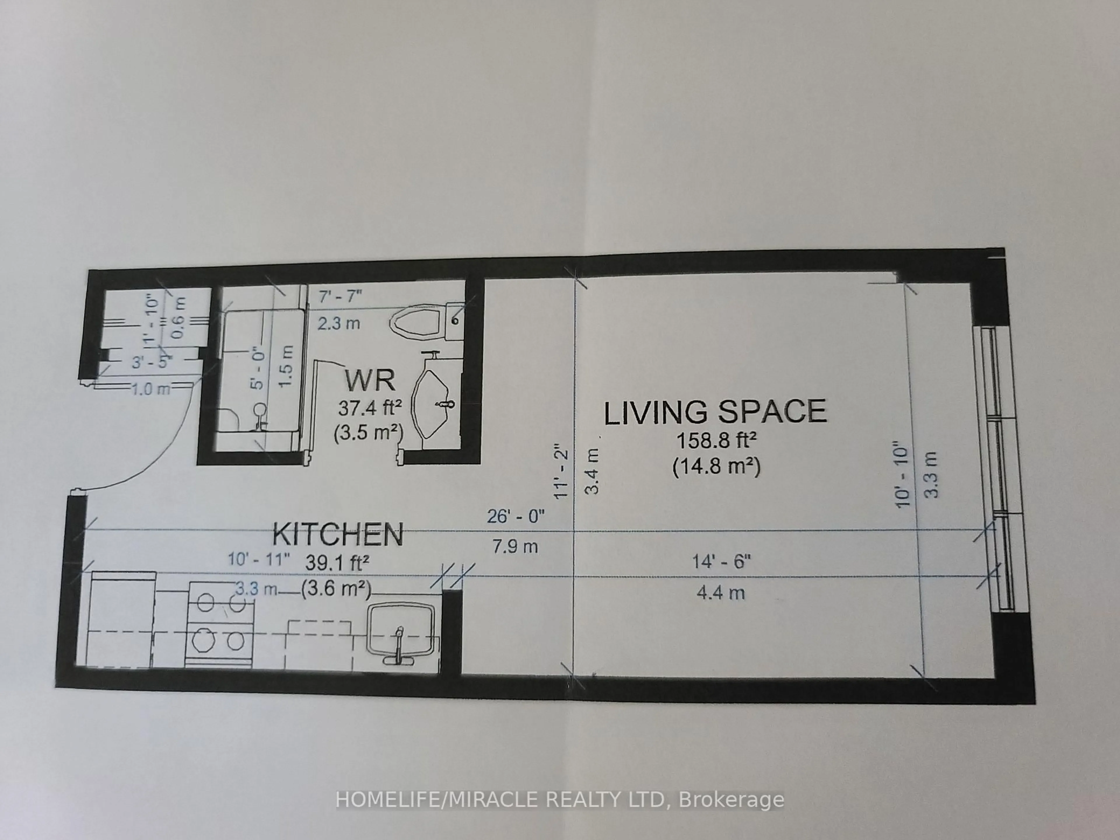 Floor plan for 77 Leland St #406, Hamilton Ontario L8S 3A1