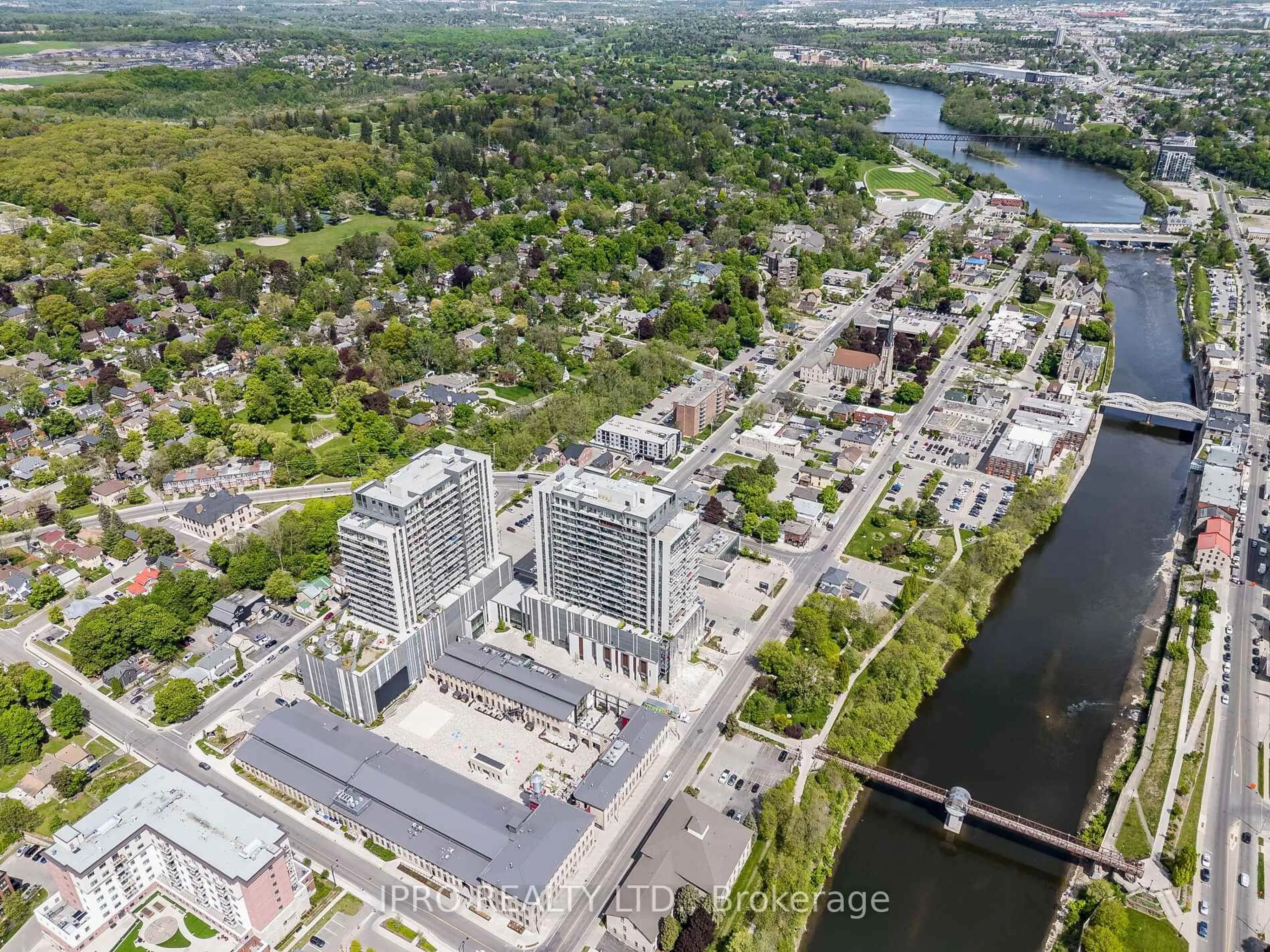 A pic from outside/outdoor area/front of a property/back of a property/a pic from drone, unknown for 50 Grand Ave #802, Cambridge Ontario N1S 2L8