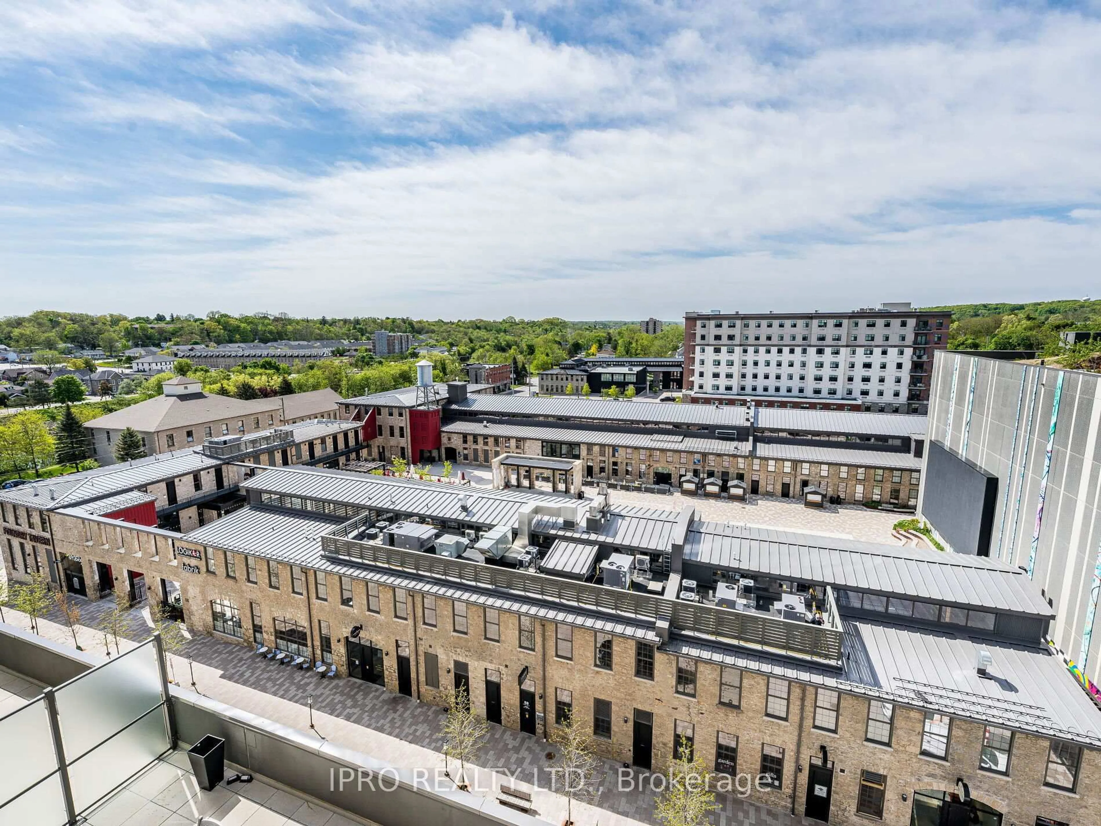 A pic from outside/outdoor area/front of a property/back of a property/a pic from drone, city buildings view from balcony for 50 Grand Ave #802, Cambridge Ontario N1S 2L8