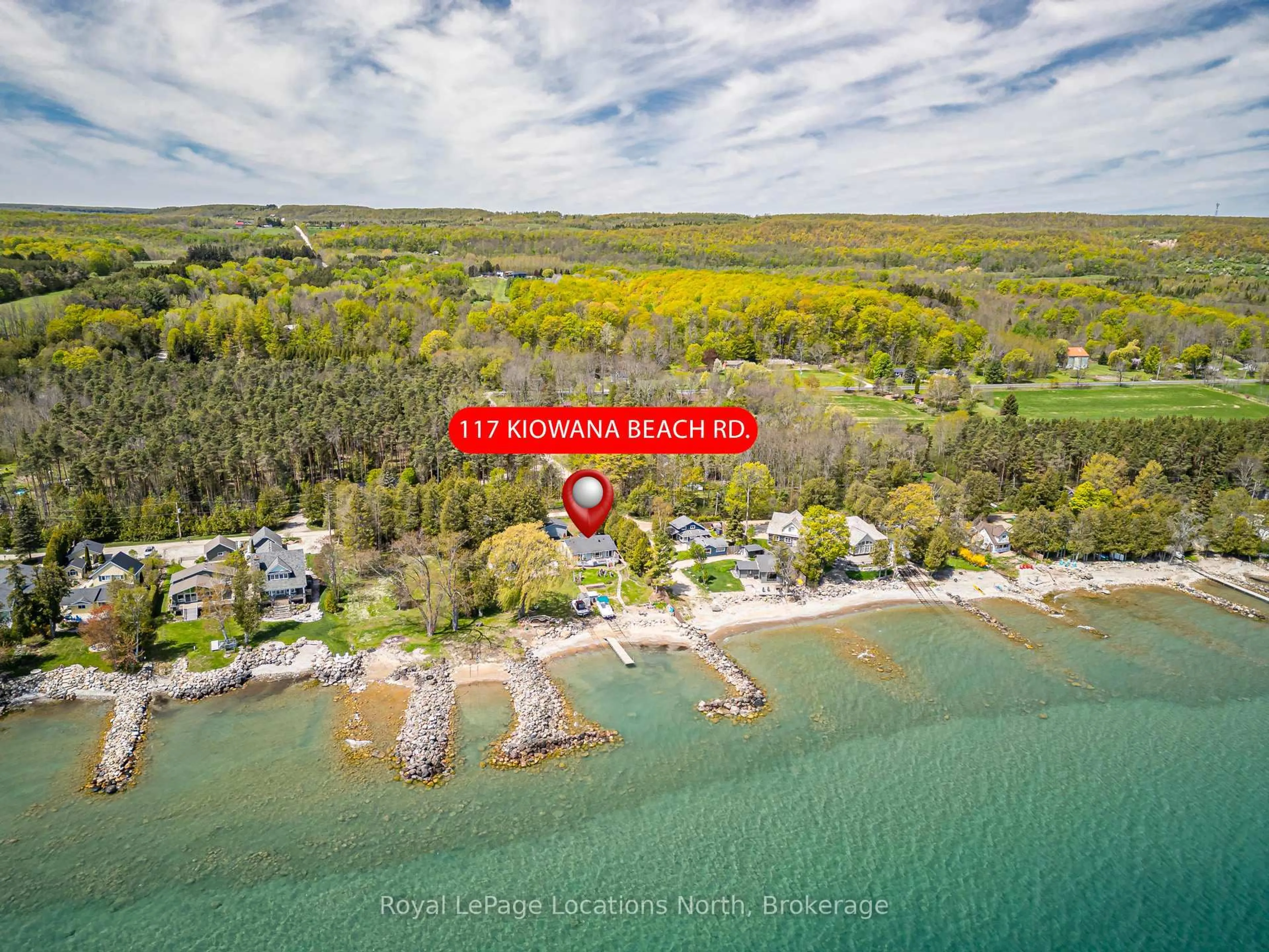 A pic from outside/outdoor area/front of a property/back of a property/a pic from drone, water/lake/river/ocean view for 117 Kiowana Beach Rd, Meaford Ontario N4L 1W5