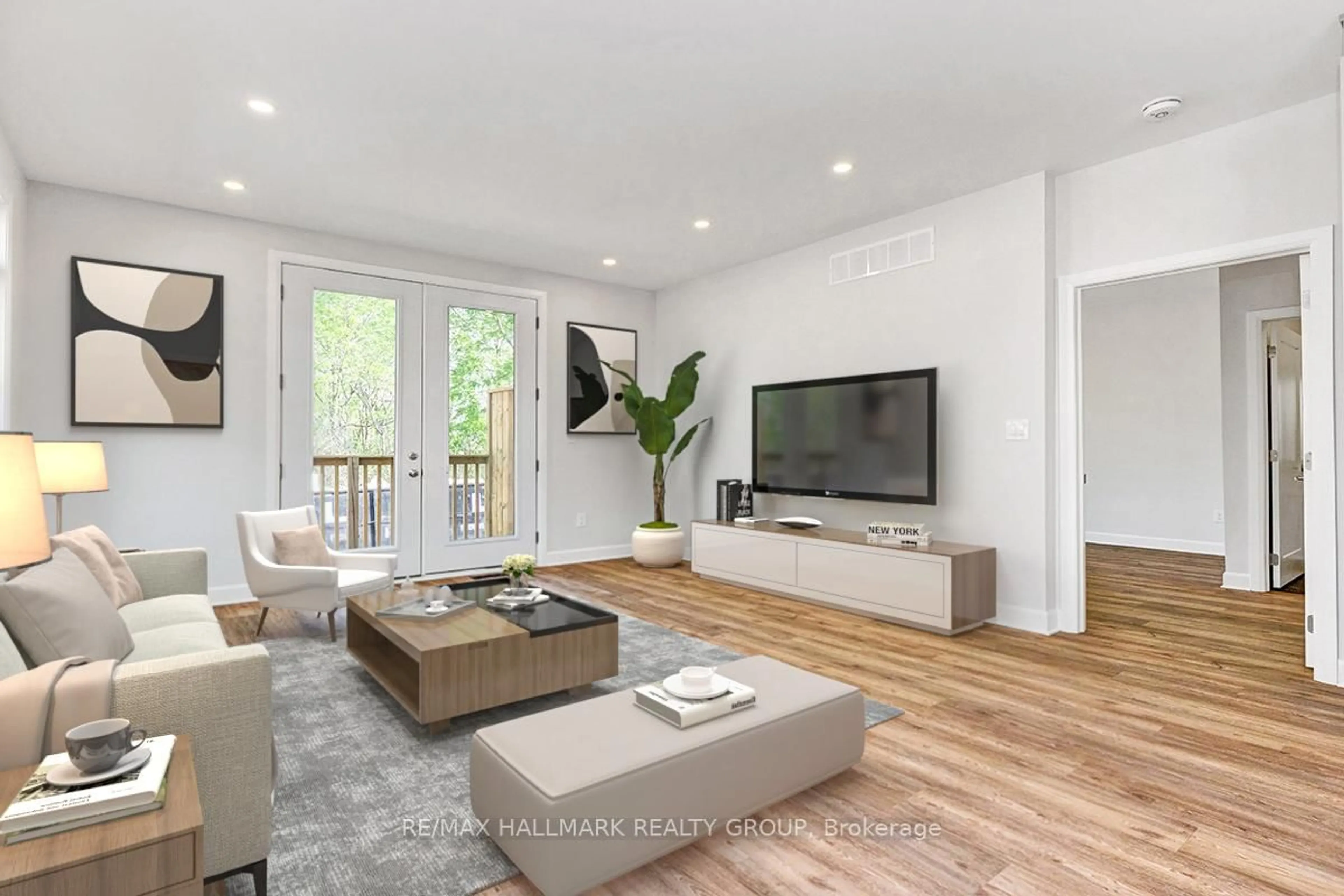 Living room with furniture, wood/laminate floor for 112 Carss St, Almonte Ontario K0A 1A0