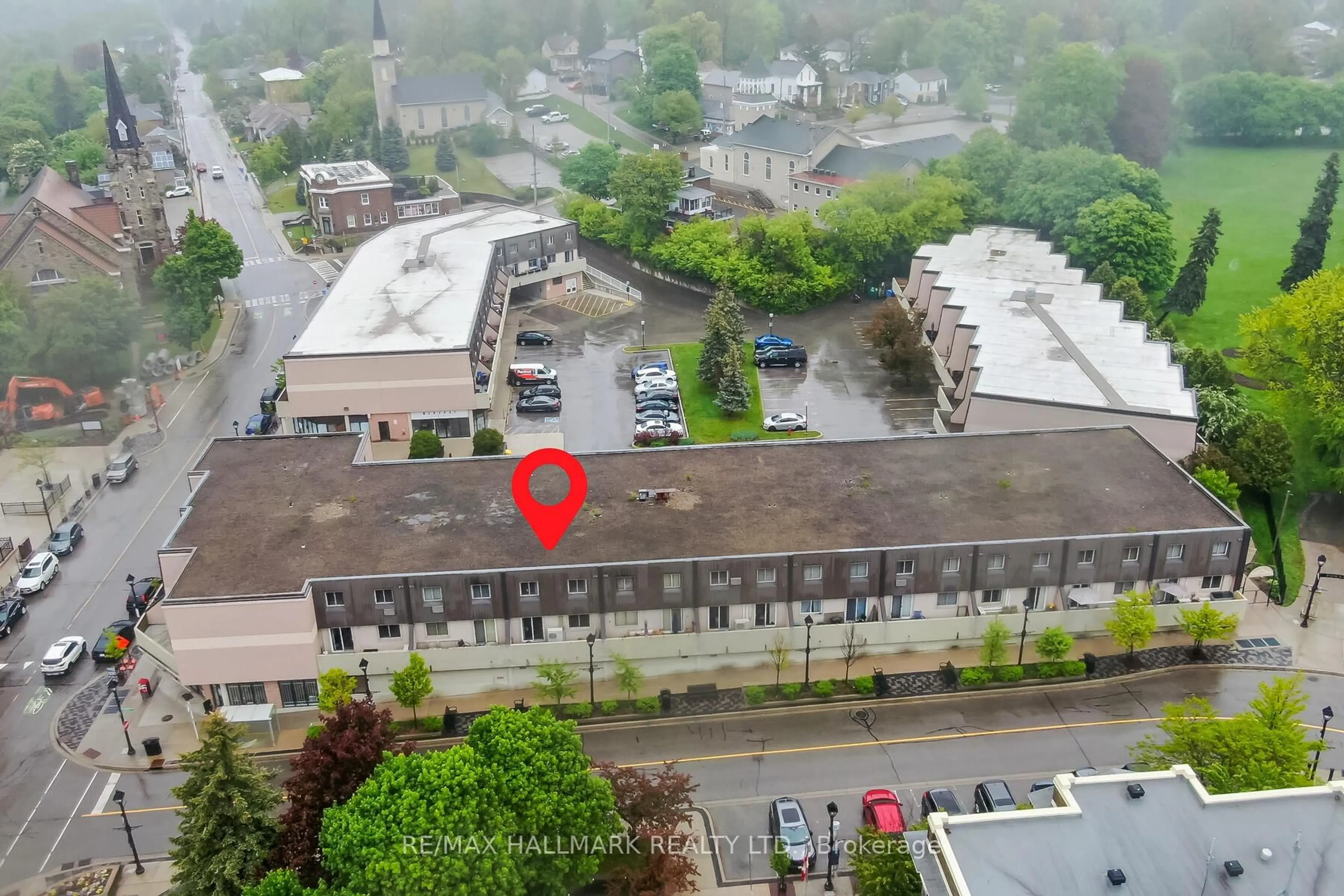 A pic from outside/outdoor area/front of a property/back of a property/a pic from drone, city buildings view from balcony for 42 Tannery St #236, Cambridge Ontario N3C 2B9