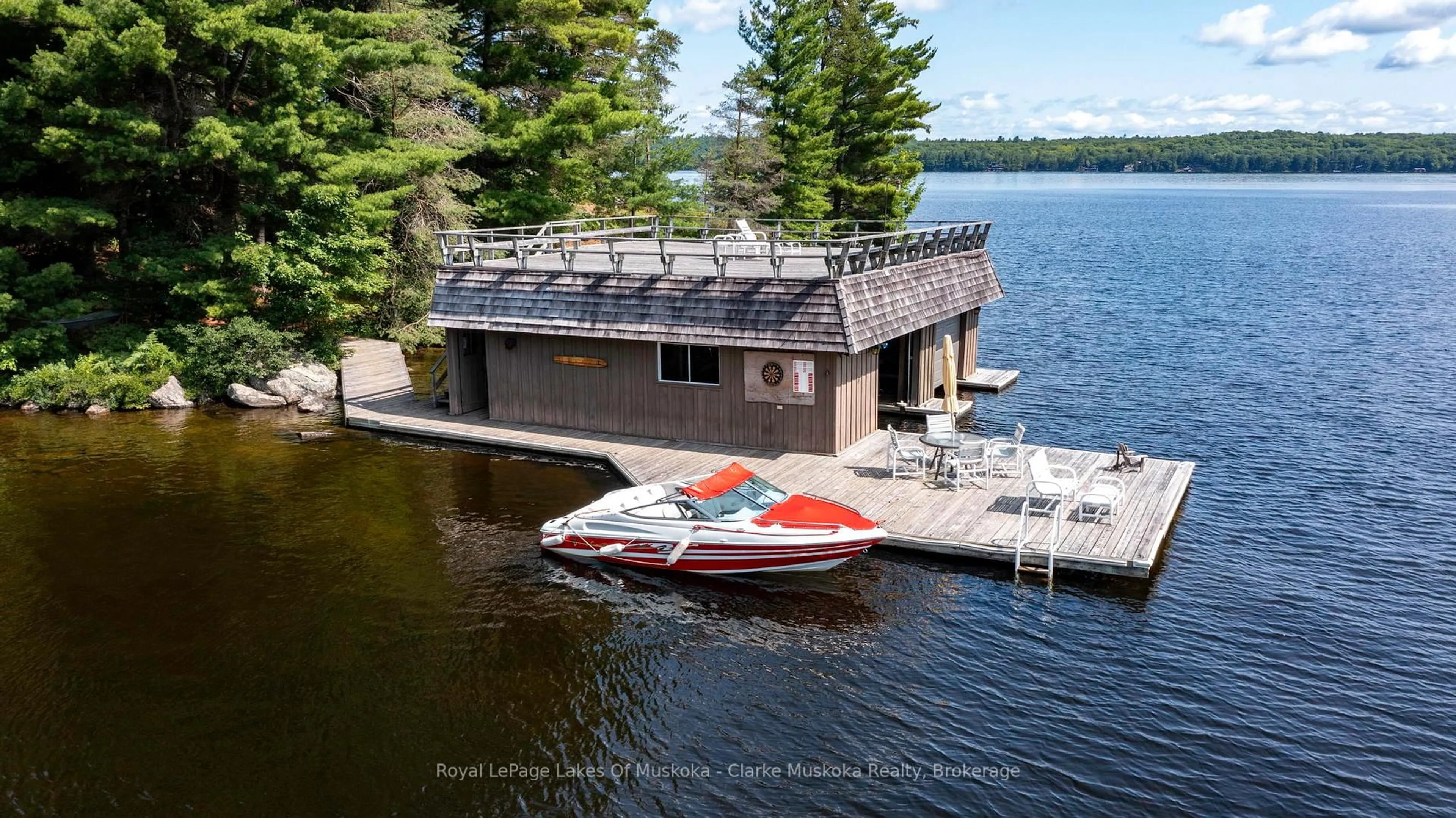 A pic from outside/outdoor area/front of a property/back of a property/a pic from drone, water/lake/river/ocean view for 1223 INNISFREE RD LOT 4/5 N/A, Muskoka Lakes Ontario P0B 1J0