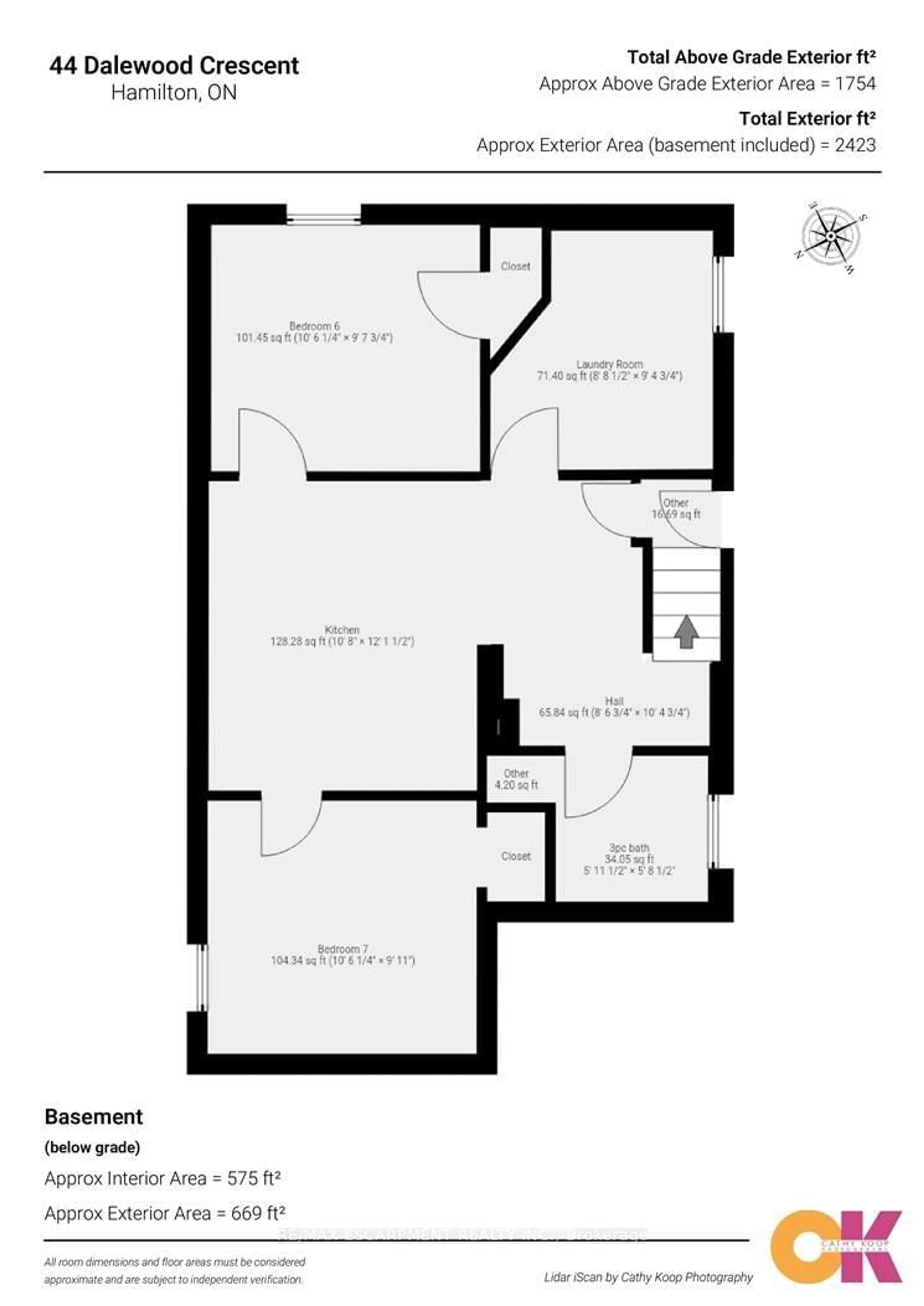 Floor plan for 44 Dalewood Cres, Hamilton Ontario L8S 4B6