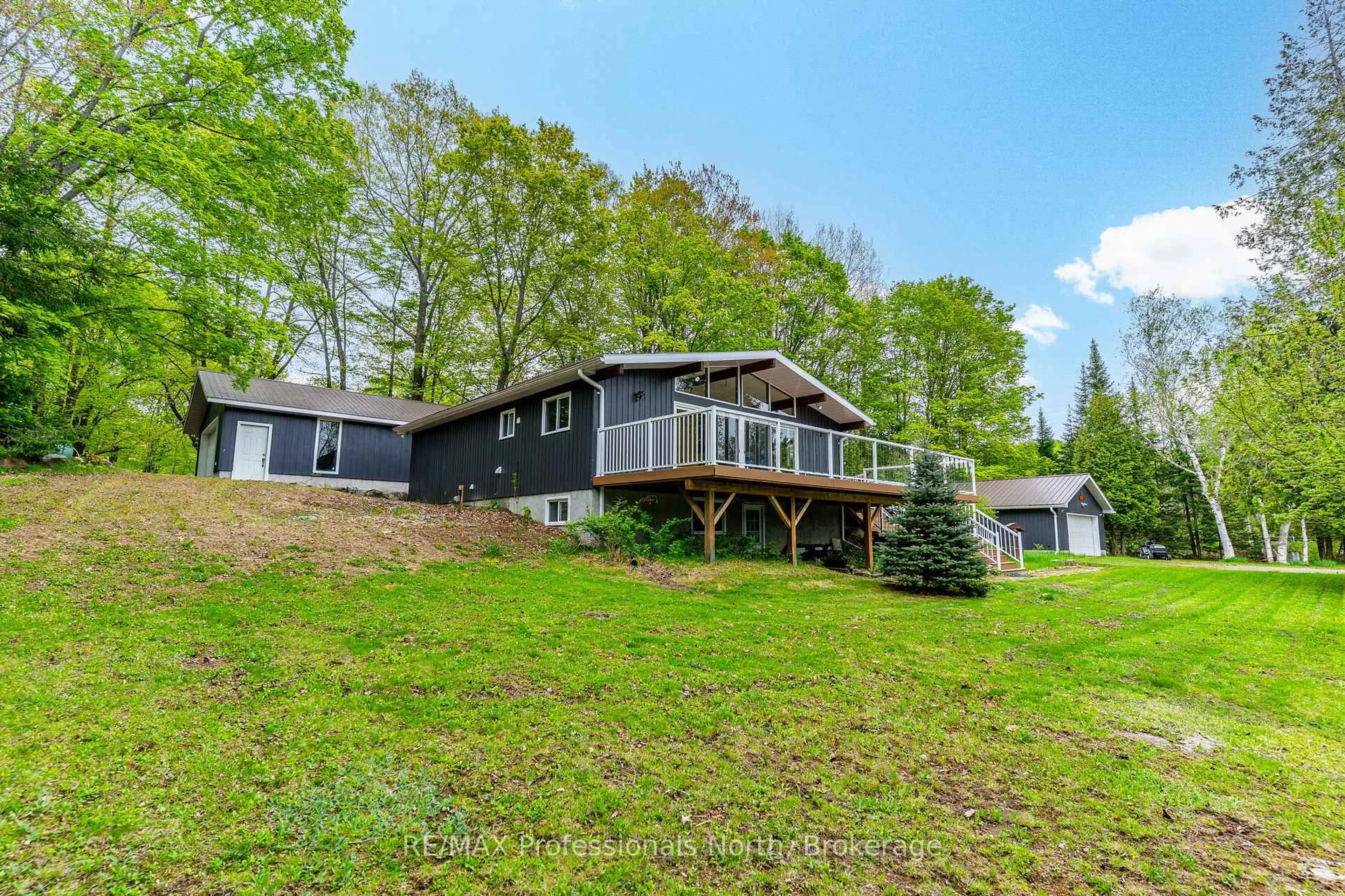 A pic from outside/outdoor area/front of a property/back of a property/a pic from drone, water/lake/river/ocean view for 3539 County Road 21 N/A, Minden Hills Ontario K0M 1S0