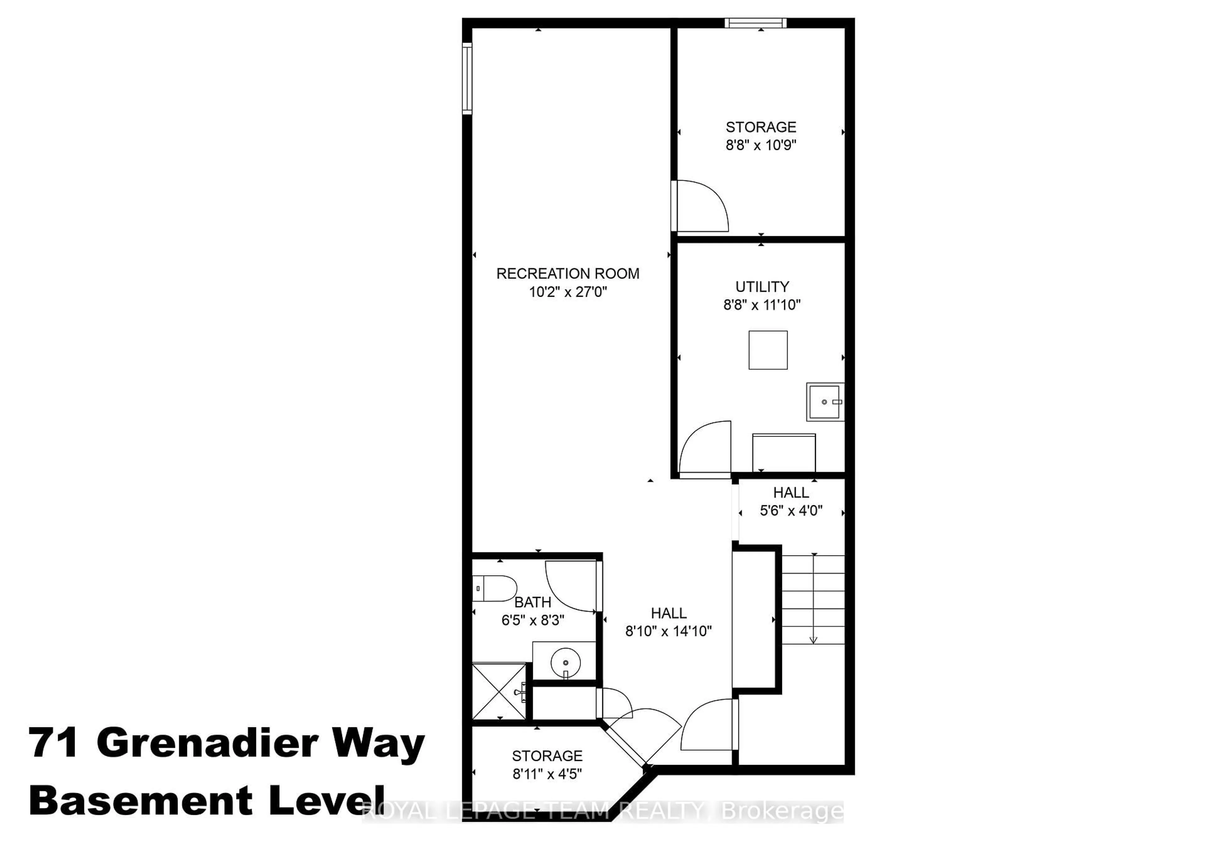 Floor plan for 71 Grenadier Way, Ottawa Ontario K2J 4L4