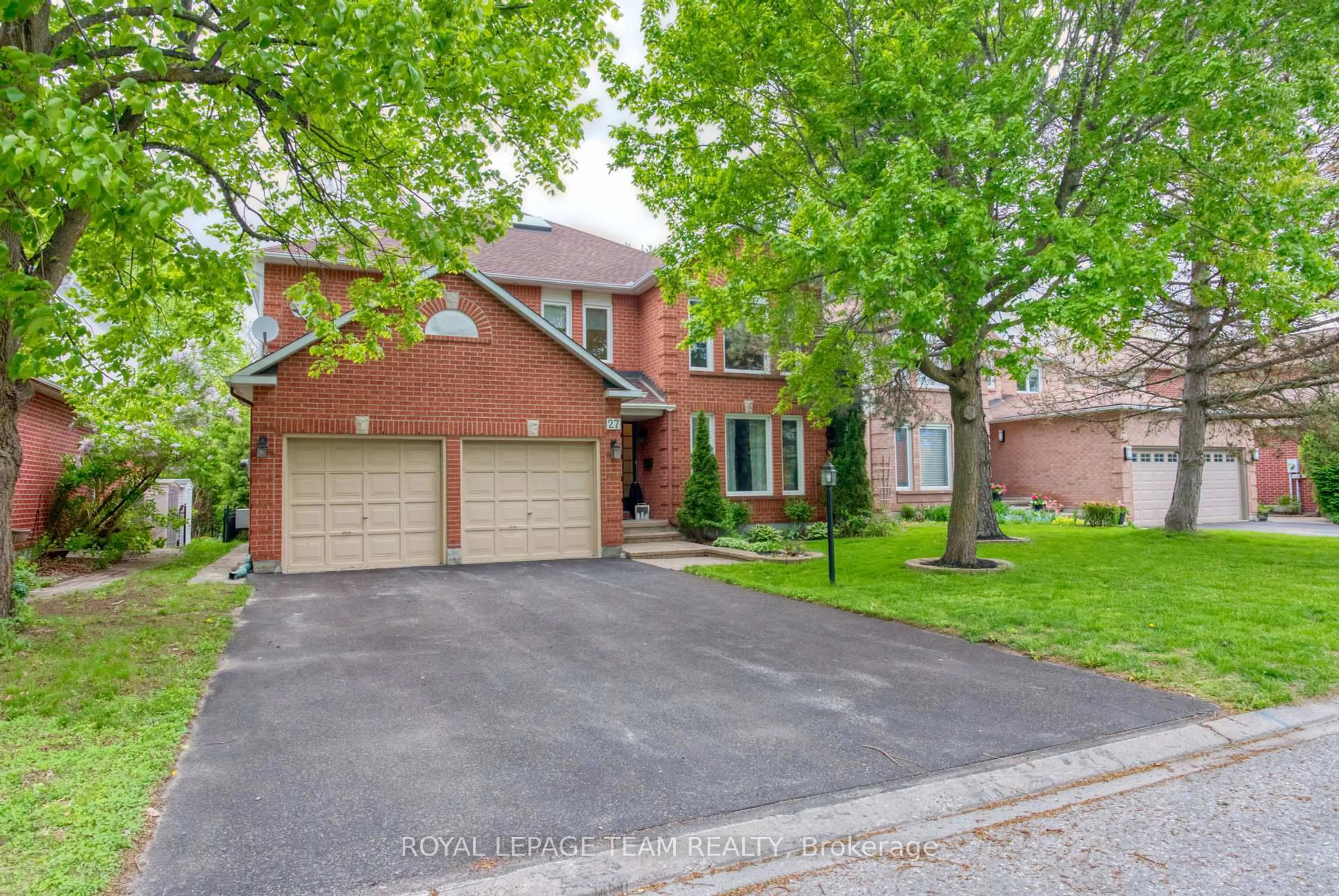 Home with brick exterior material, street for 27 Sherk Cres, Kanata Ontario K2K 2L3