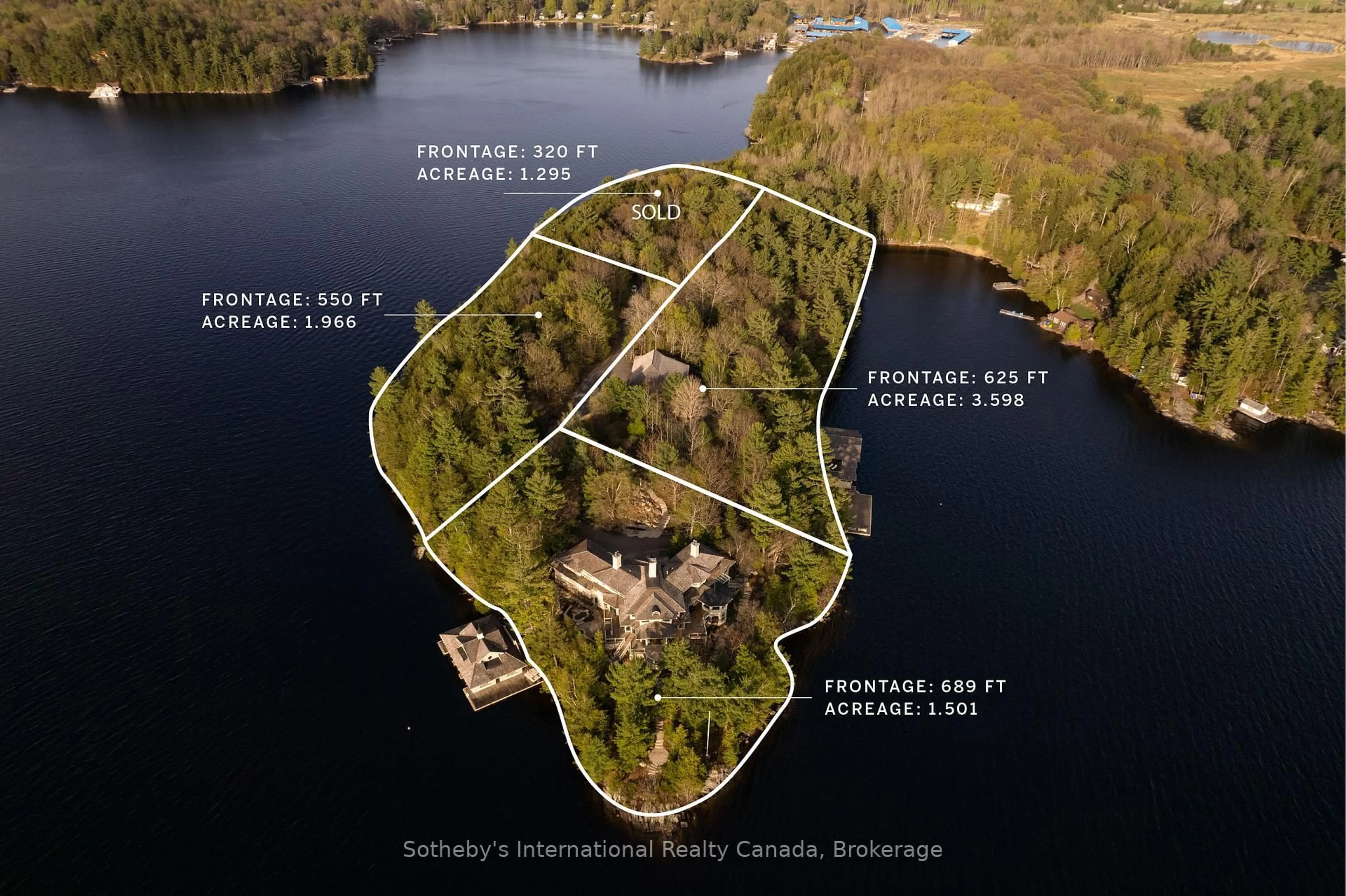 A pic from outside/outdoor area/front of a property/back of a property/a pic from drone, water/lake/river/ocean view for 1250 Waldmere Rd, Bracebridge Ontario P1L 1W8