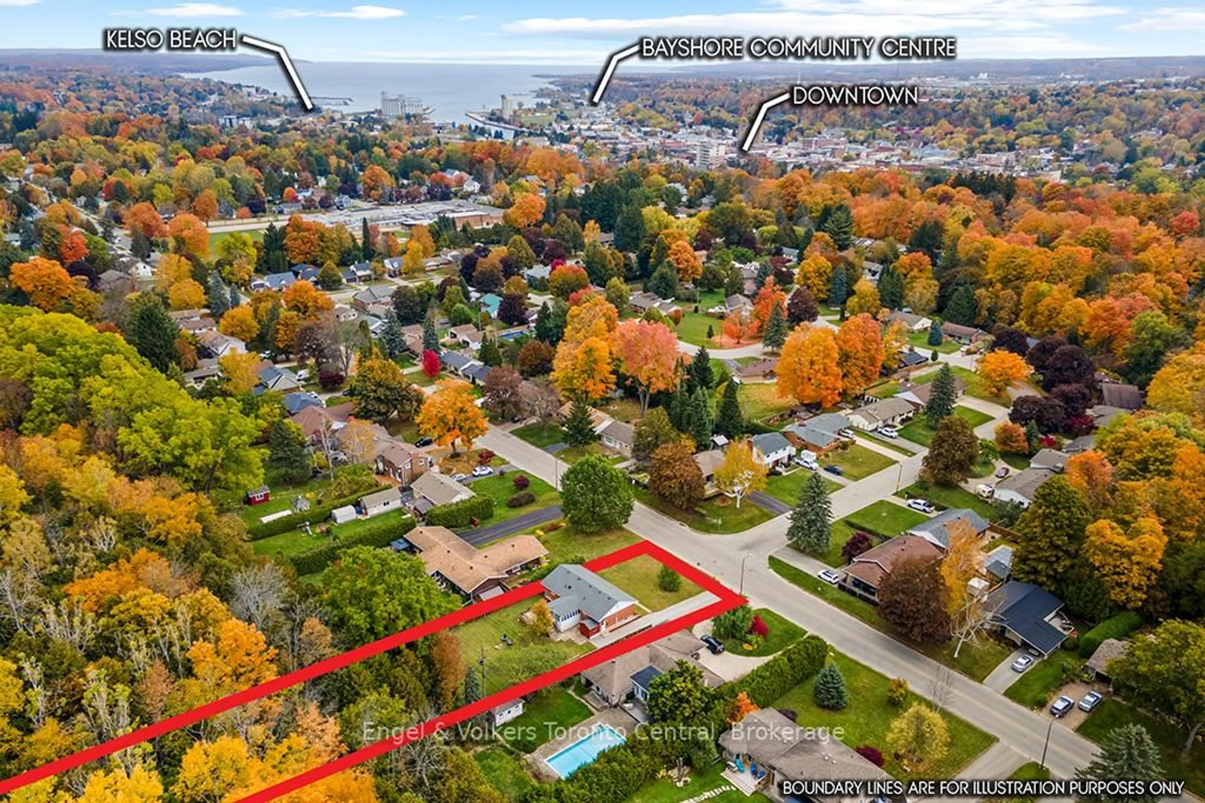 A pic from outside/outdoor area/front of a property/back of a property/a pic from drone, street for 596 6TH Ave, Owen Sound Ontario N4K 5E7