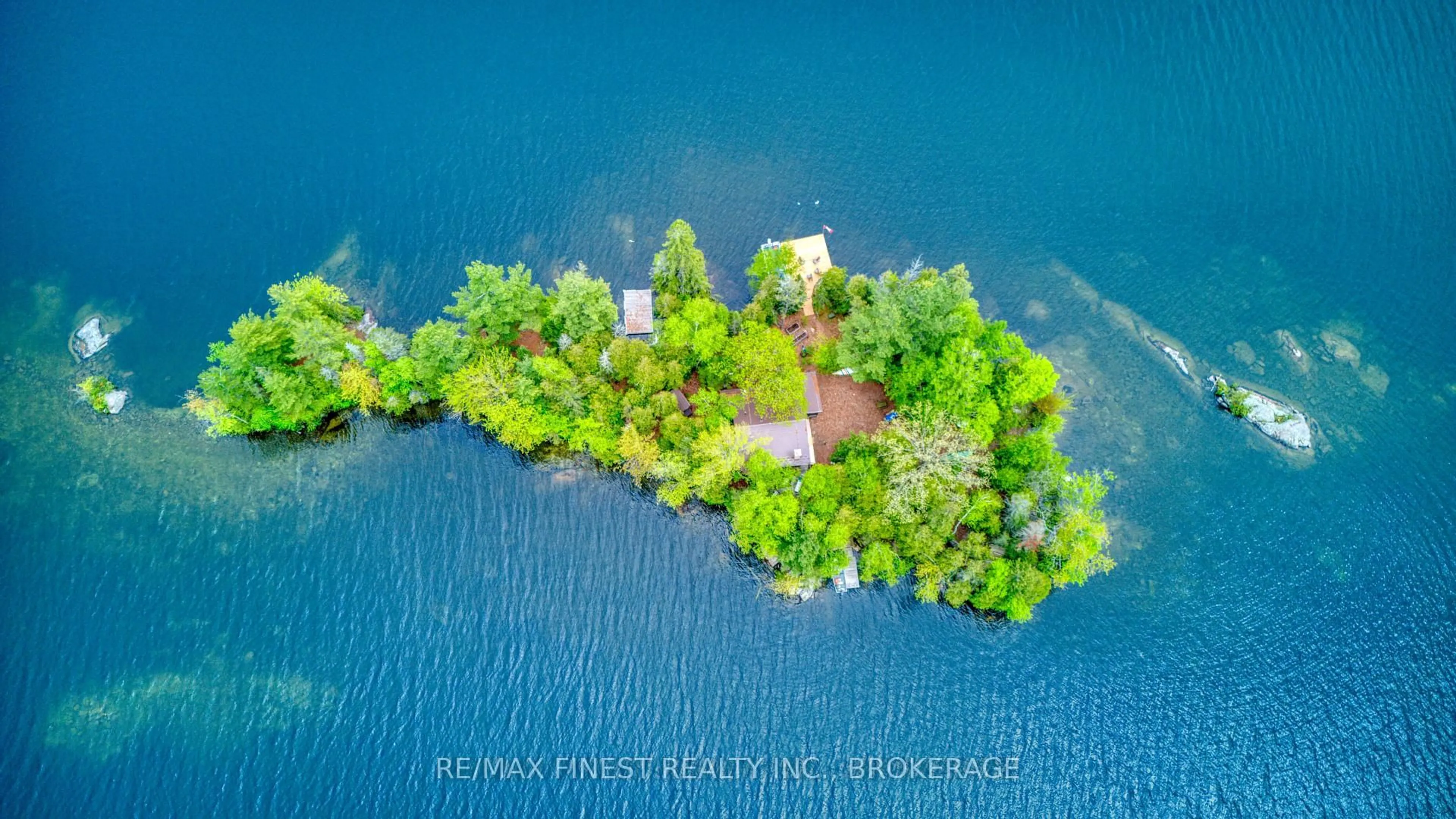 A pic from outside/outdoor area/front of a property/back of a property/a pic from drone, water/lake/river/ocean view for 681 Charlotte Island N/A, Sharbot Lake Ontario K0H 2P0