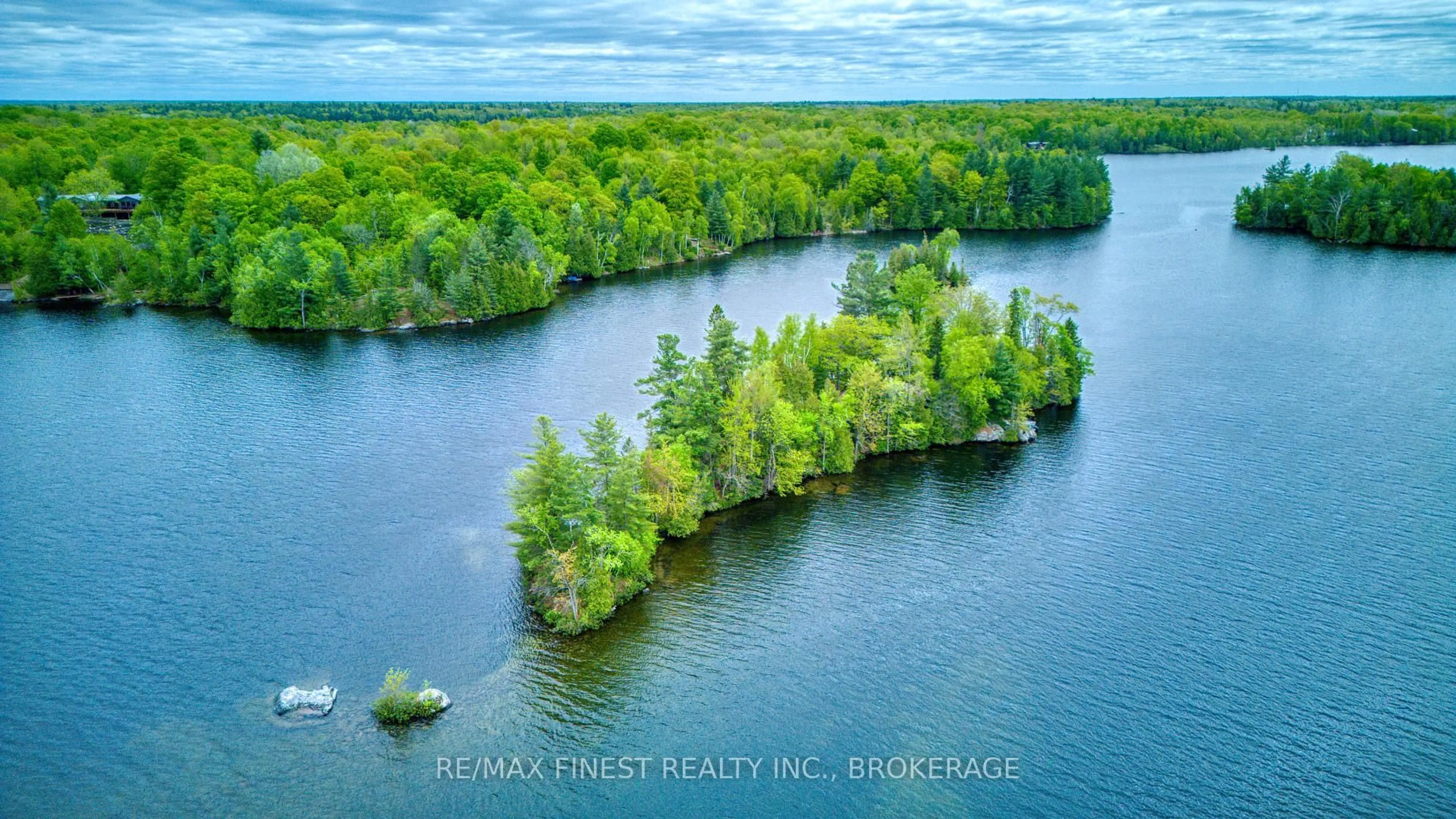 A pic from outside/outdoor area/front of a property/back of a property/a pic from drone, water/lake/river/ocean view for 681 Charlotte Island N/A, Sharbot Lake Ontario K0H 2P0
