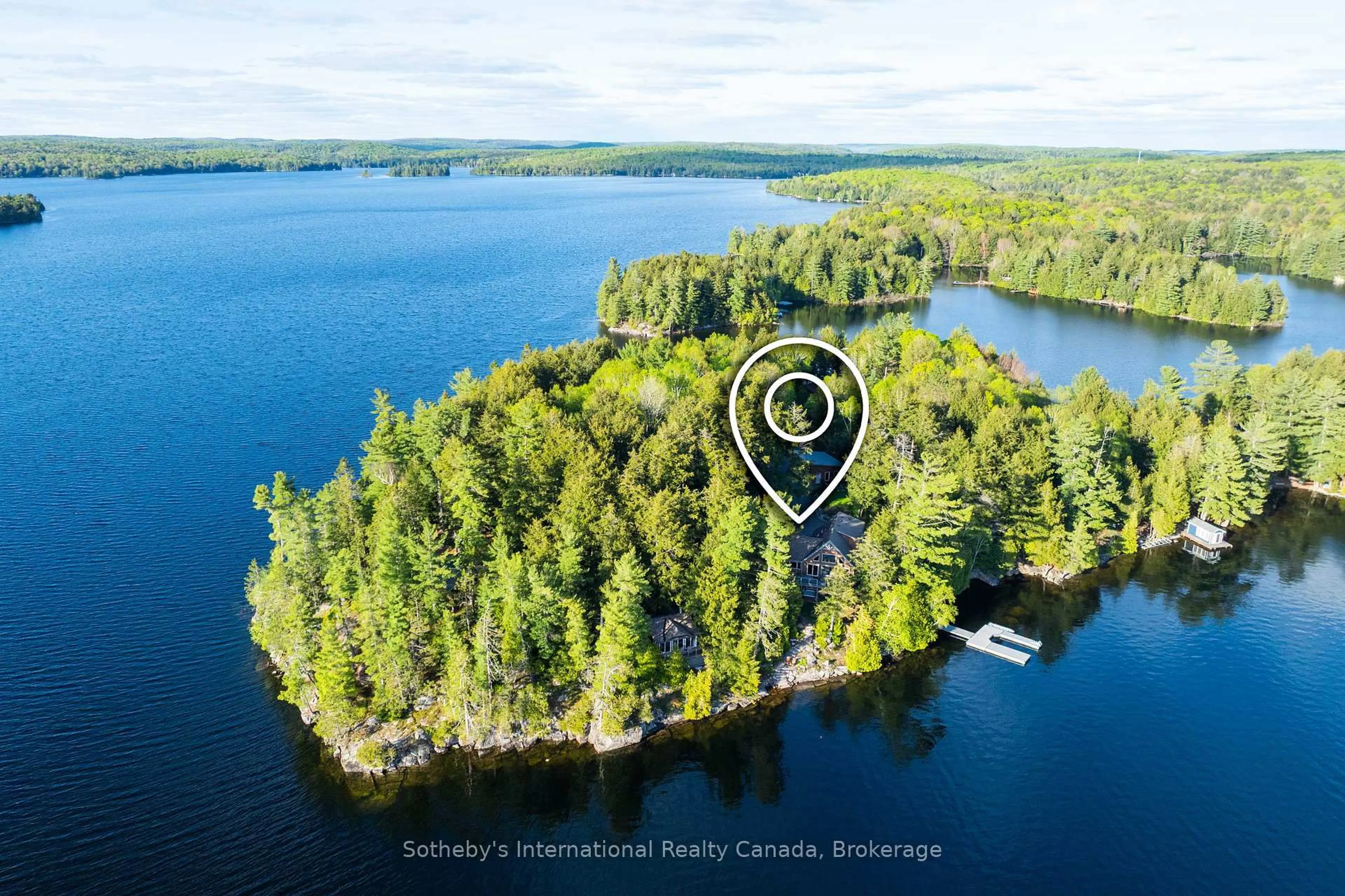 A pic from outside/outdoor area/front of a property/back of a property/a pic from drone, water/lake/river/ocean view for 1075 Elmhurst Lane, Dysart et al Ontario K0M 1S0