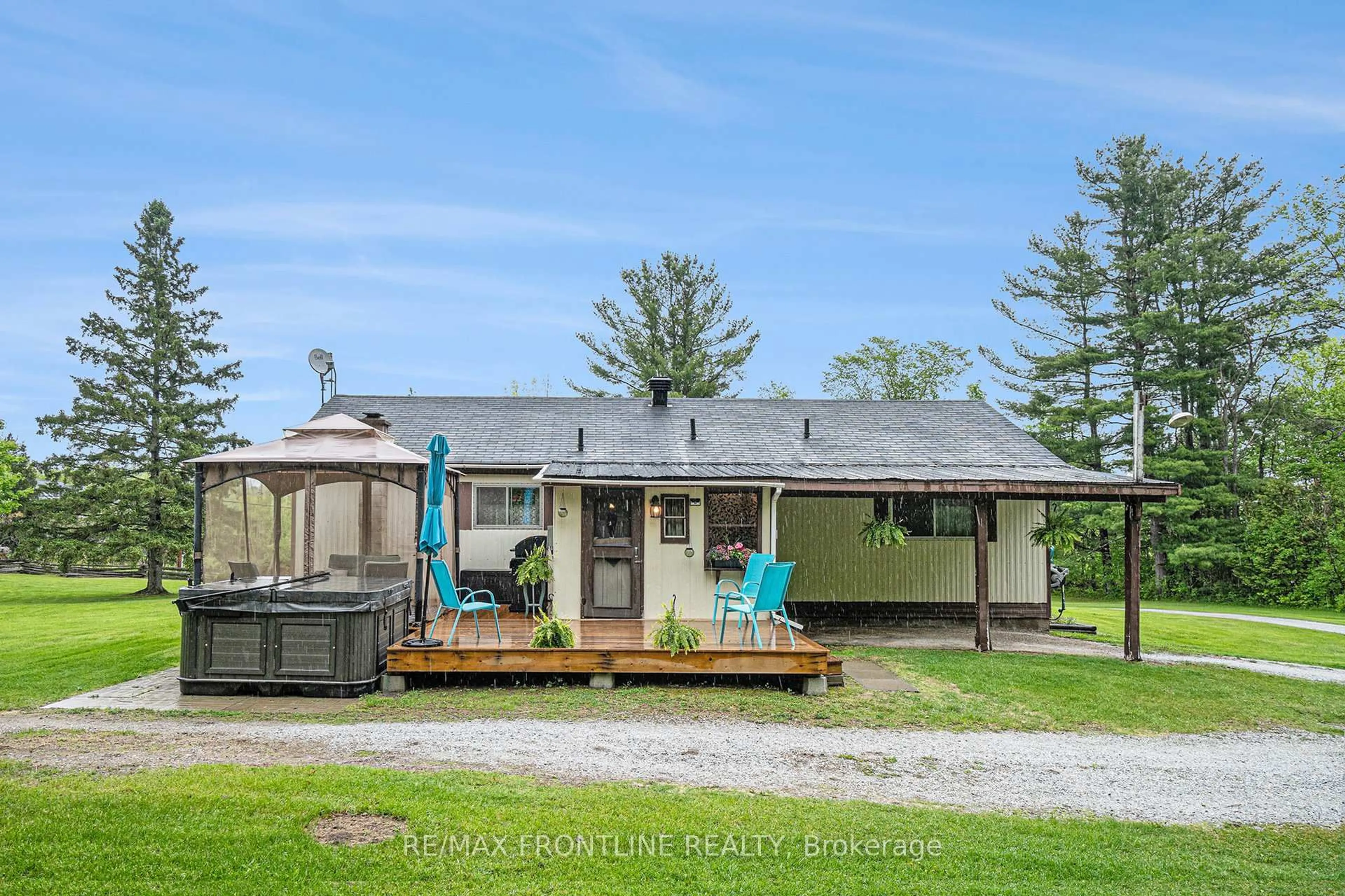 A pic from outside/outdoor area/front of a property/back of a property/a pic from drone, water/lake/river/ocean view for 4915 Bolingbroke Rd, Maberly Ontario K0H 2B0
