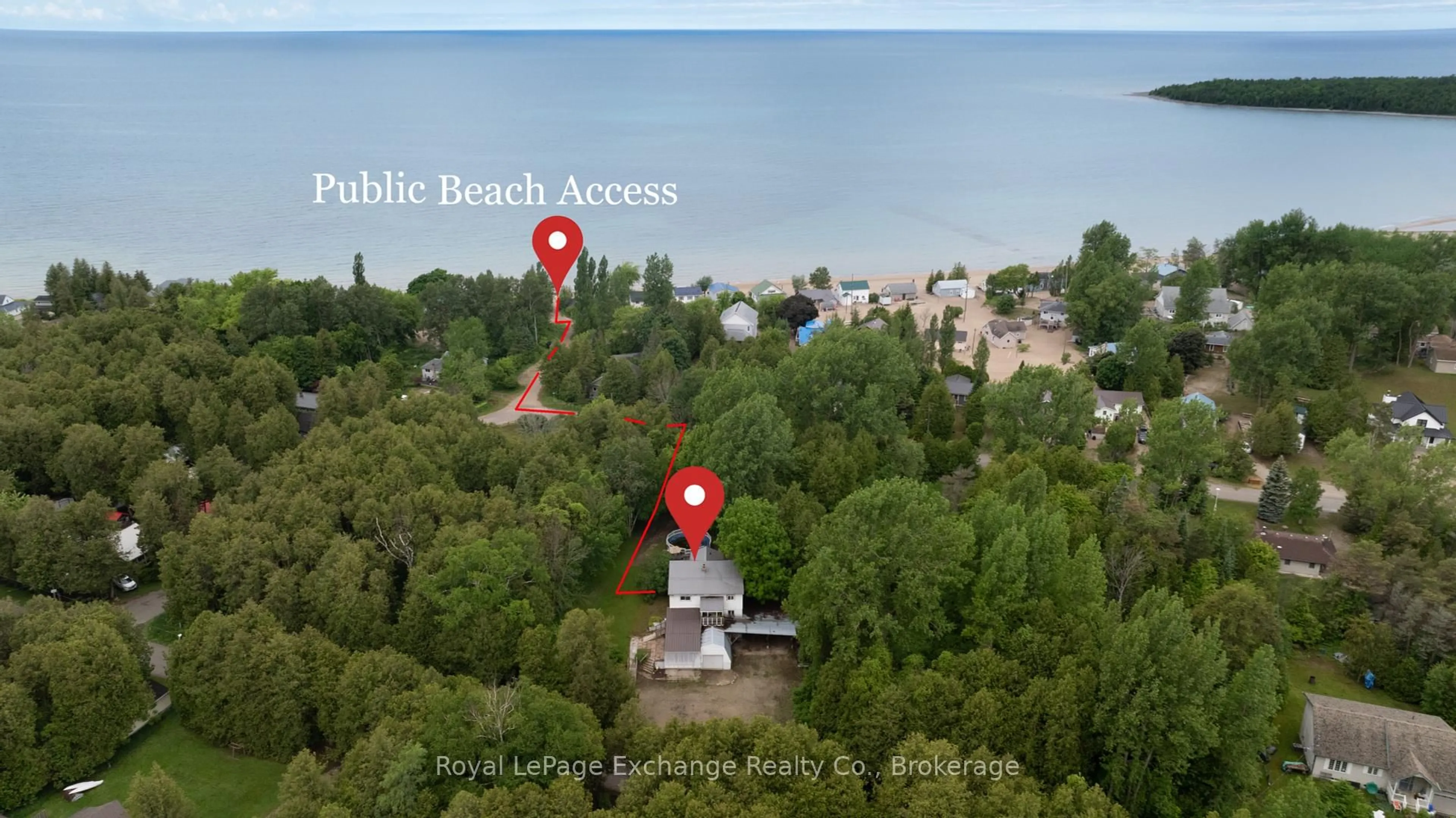 A pic from outside/outdoor area/front of a property/back of a property/a pic from drone, water/lake/river/ocean view for 14 Victoria St, Kincardine Ontario N0G 2T0