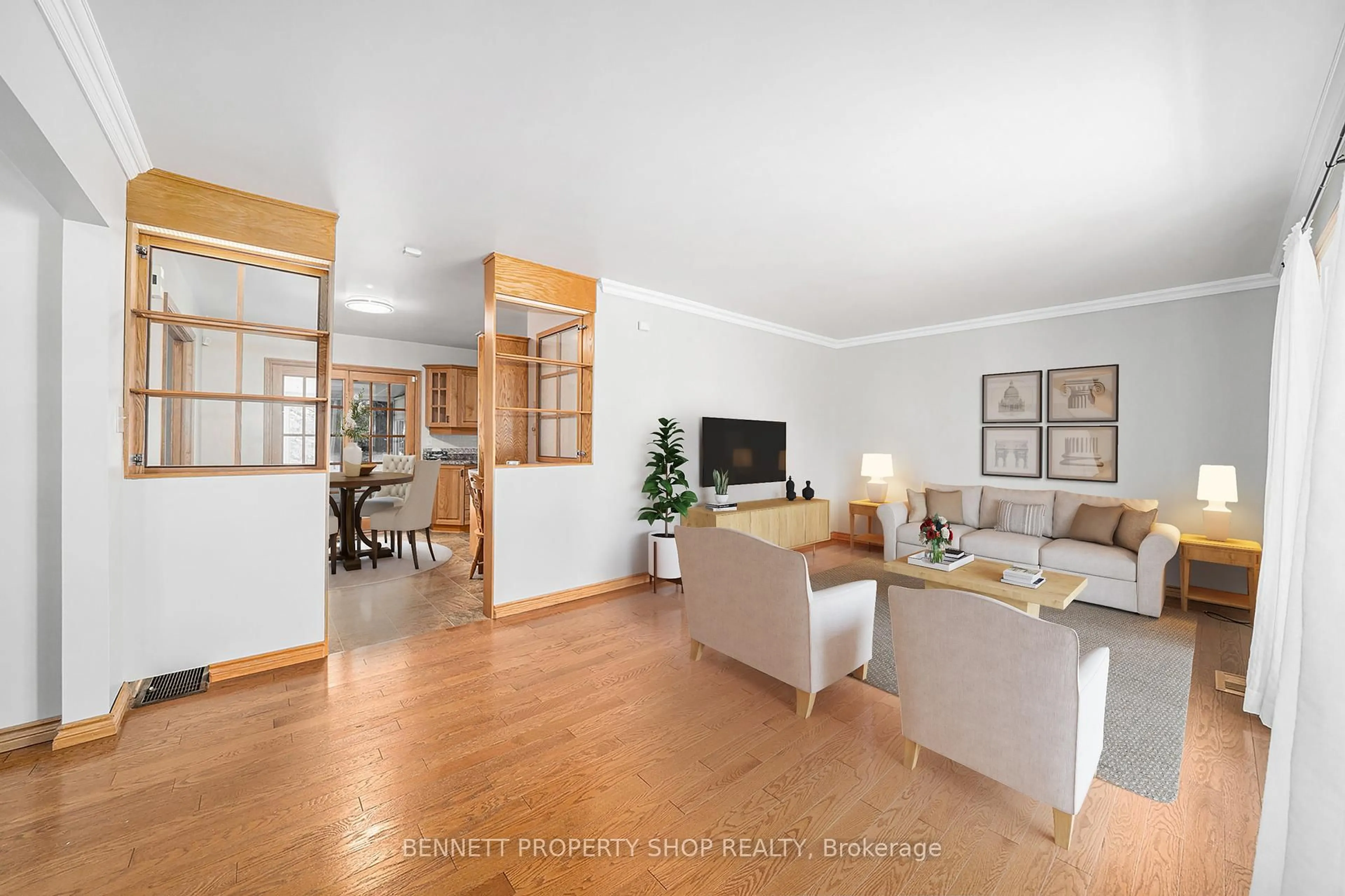 Living room with furniture, wood/laminate floor for 26 Haggart St, Perth Ontario K7H 2Z4