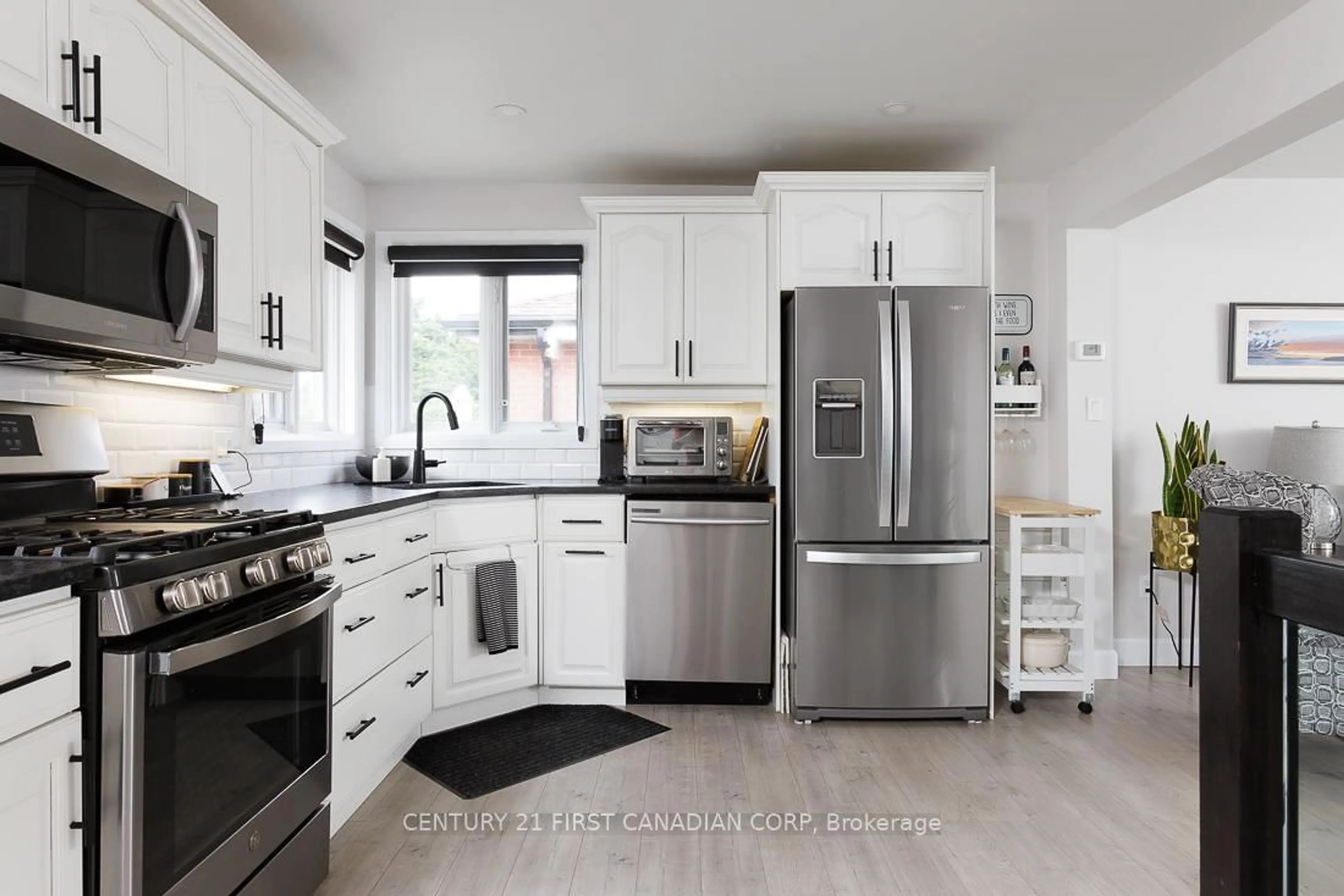 Contemporary kitchen, ceramic/tile floor for 82 Queenston Cres, London East Ontario N5W 1N6